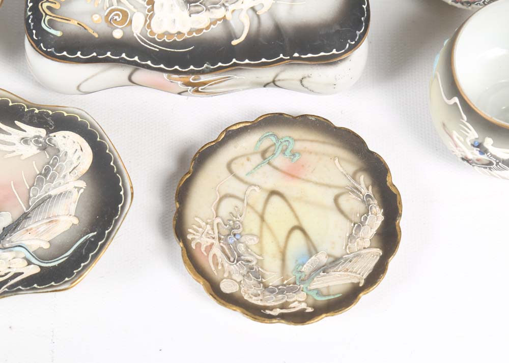 Vintage Japanese Kutani Ware Lithophane Tea Service