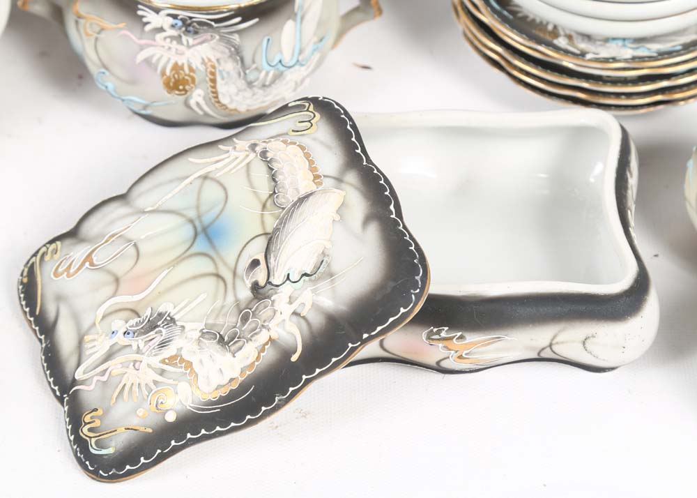 Vintage Japanese Kutani Ware Lithophane Tea Service