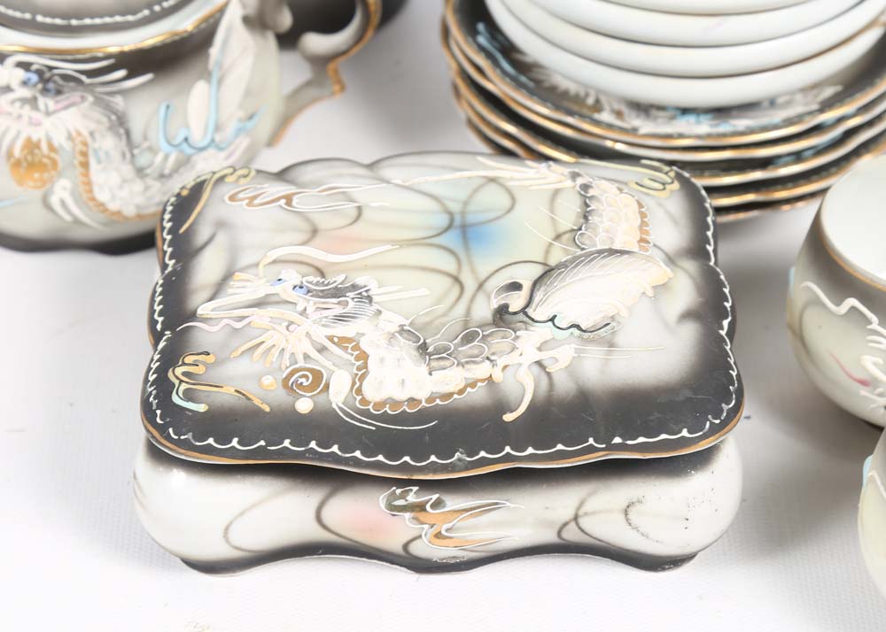 Vintage Japanese Kutani Ware Lithophane Tea Service