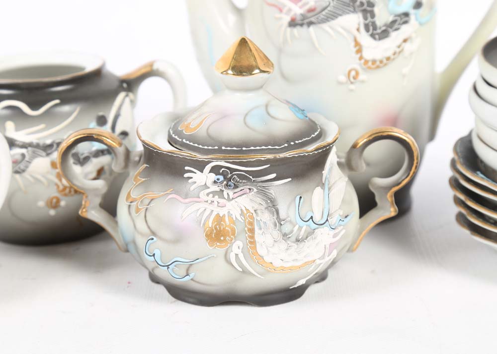 Vintage Japanese Kutani Ware Lithophane Tea Service