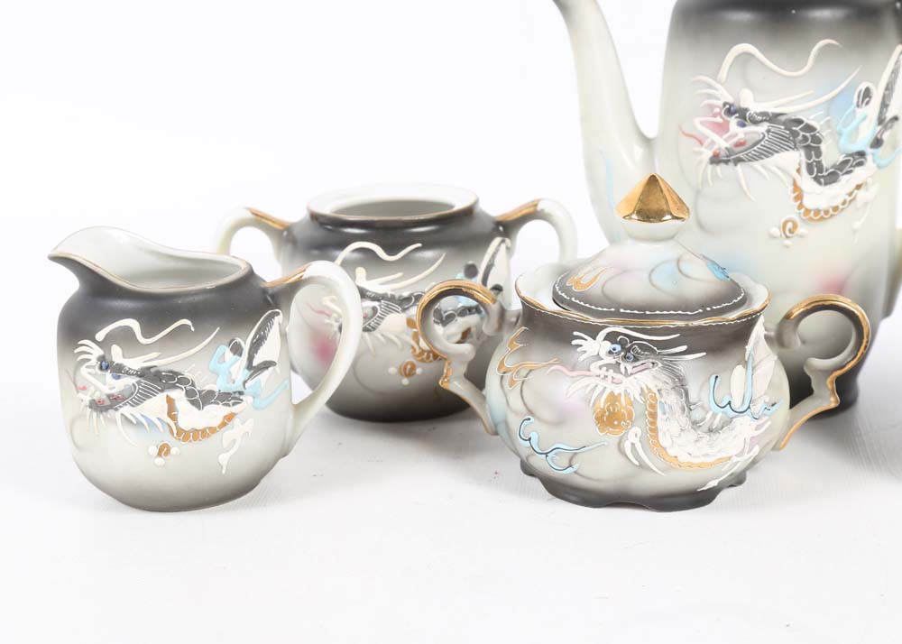 Vintage Japanese Kutani Ware Lithophane Tea Service