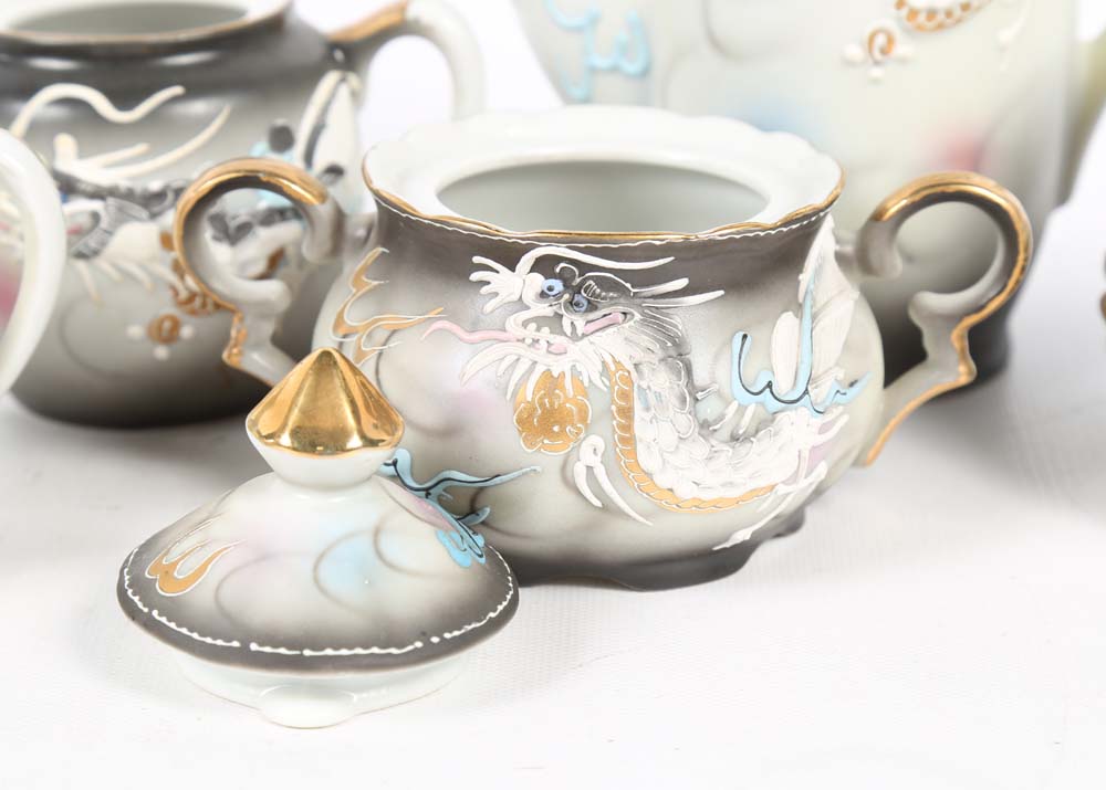 Vintage Japanese Kutani Ware Lithophane Tea Service