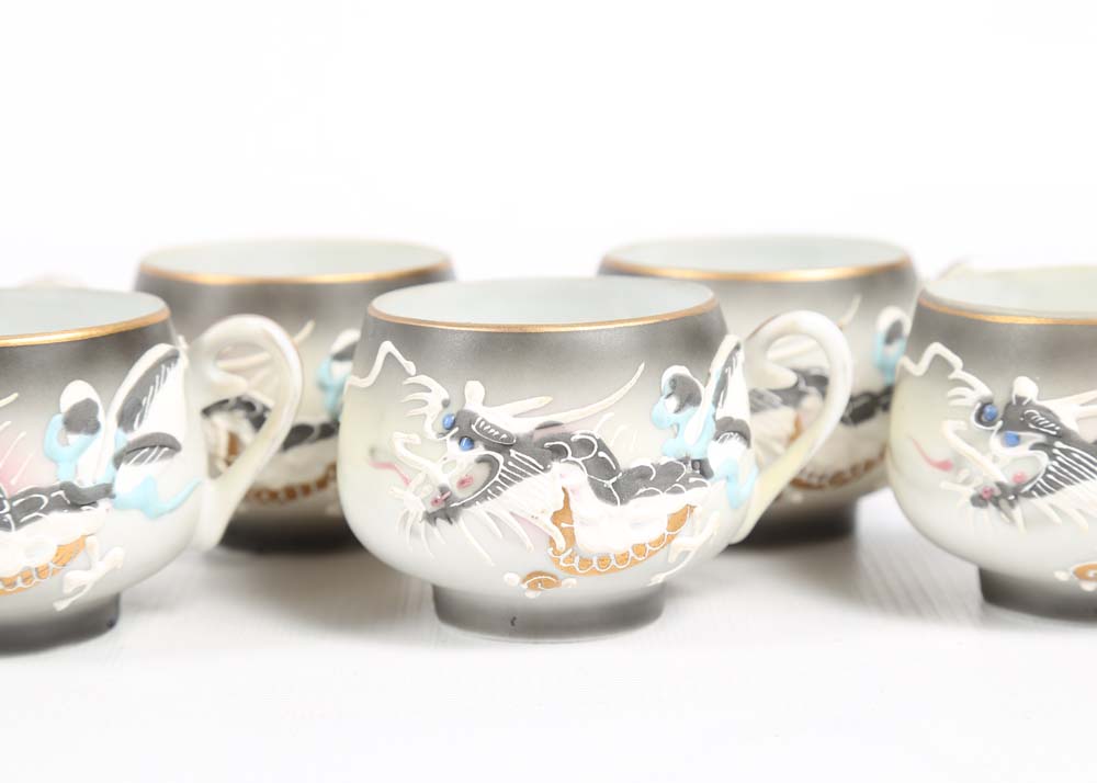 Vintage Japanese Kutani Ware Lithophane Tea Service