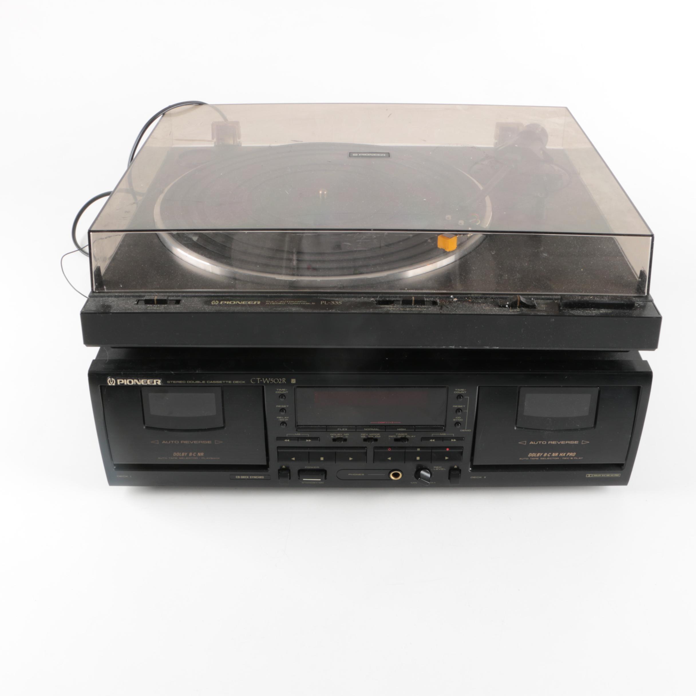 Pioneer CT-W502R Stereo Cassette Deck and PL-335 Stereo Turntable