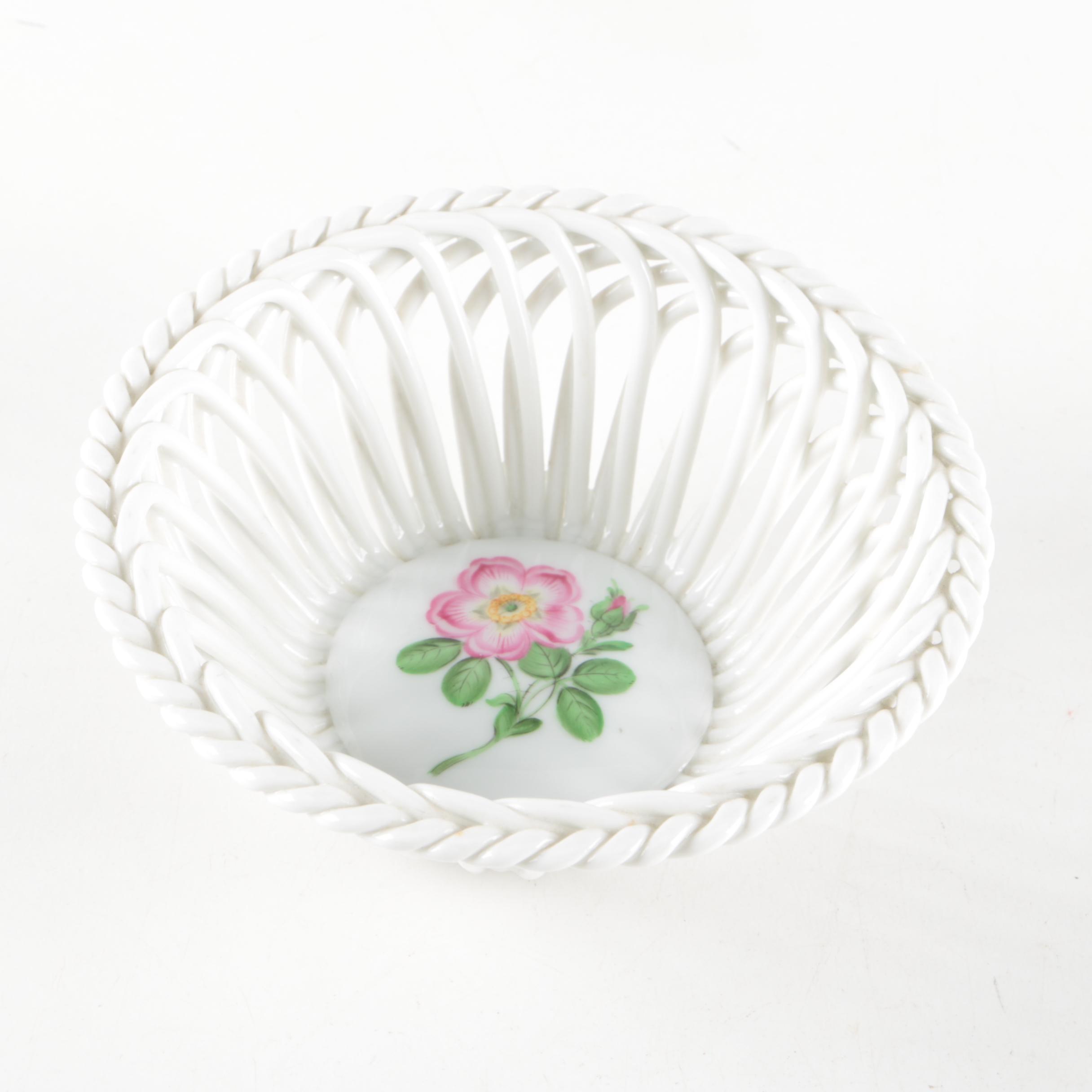 Herend Hungary "Eton" Porcelain Floral Basket