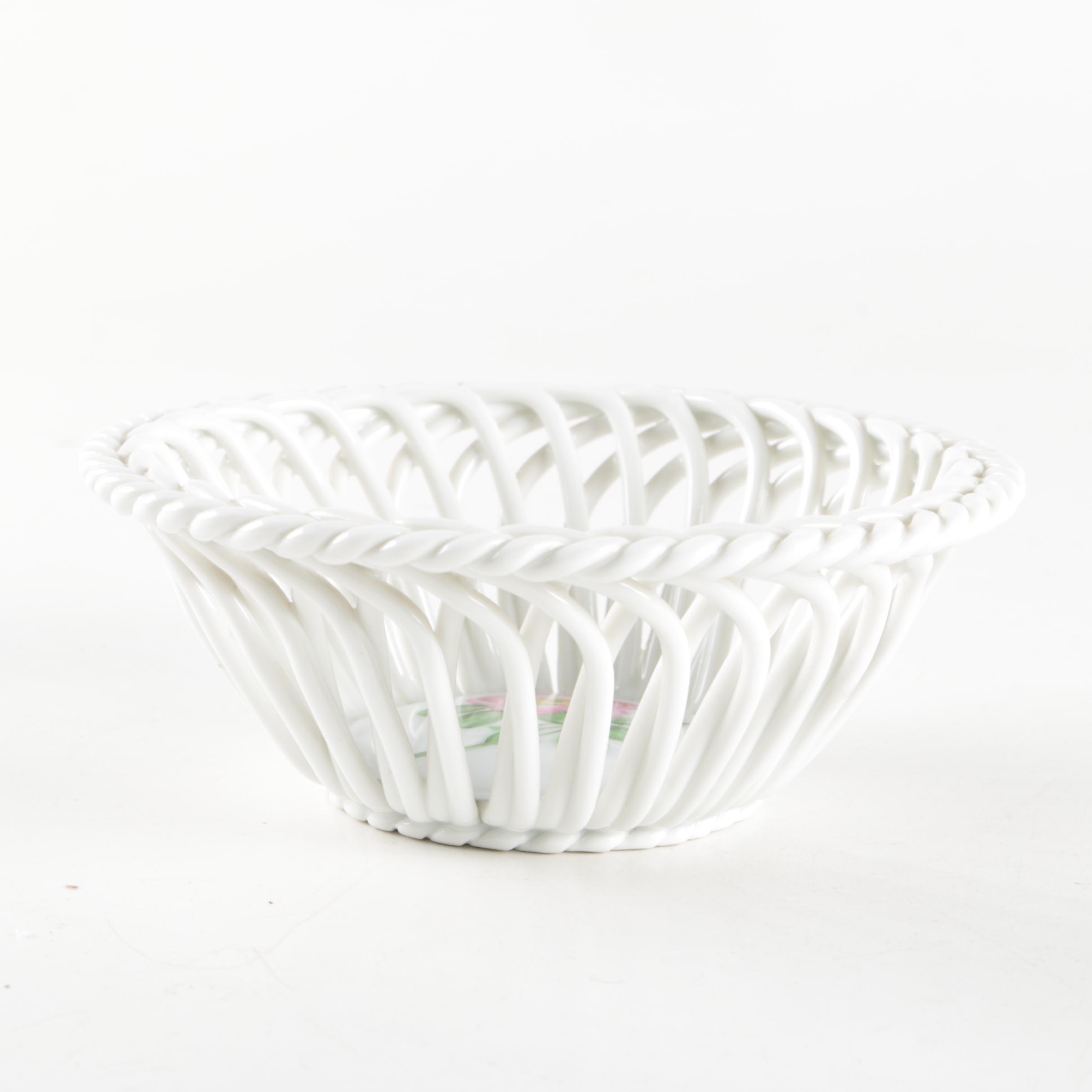 Herend Hungary "Eton" Porcelain Floral Basket