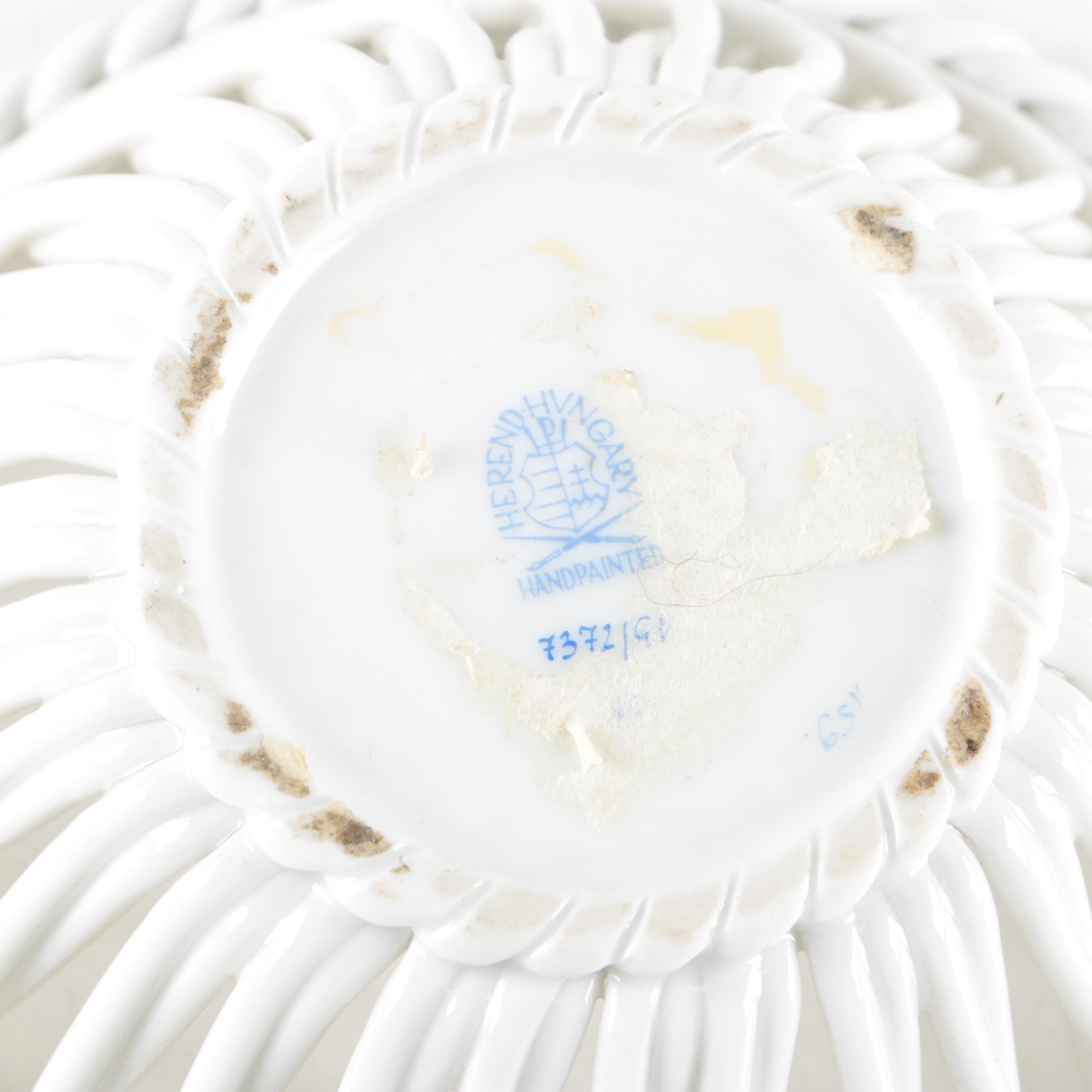 Herend Hungary "Eton" Porcelain Floral Basket