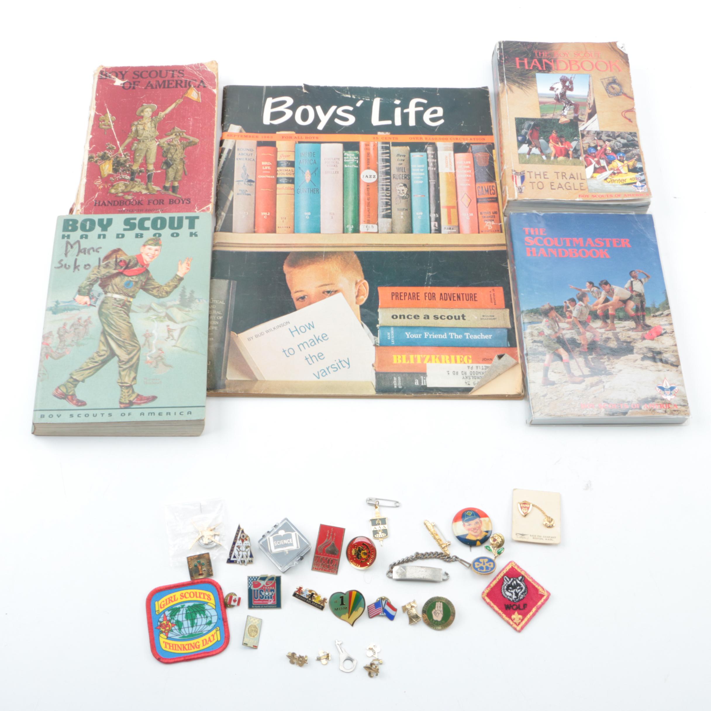 1917 Boy Scout Handbook, 1963 Boy's Life Magazine, Scout Pins and More