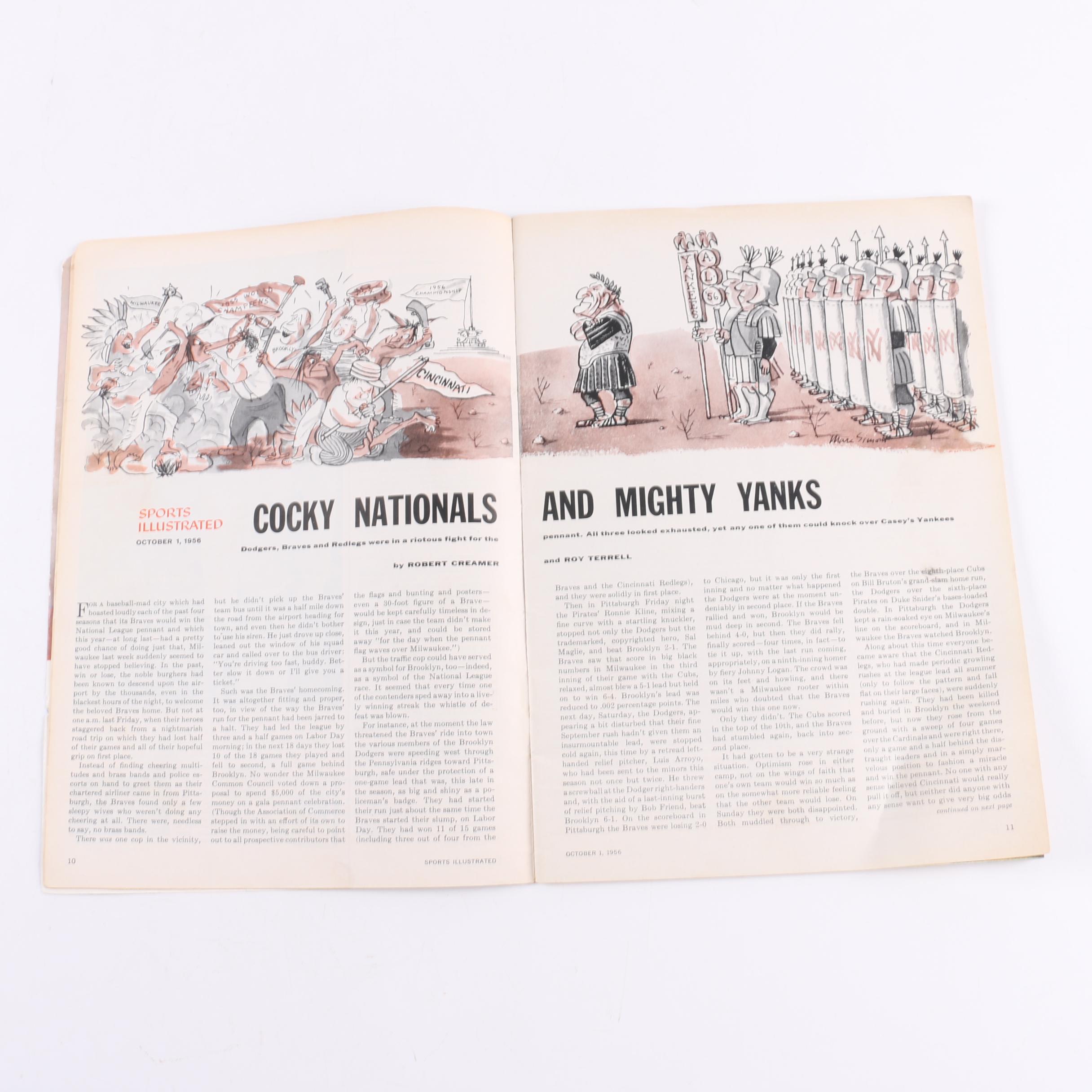 October 1, 1956 "Sports Illustrated" Magazine Featuring Mickey Mantle