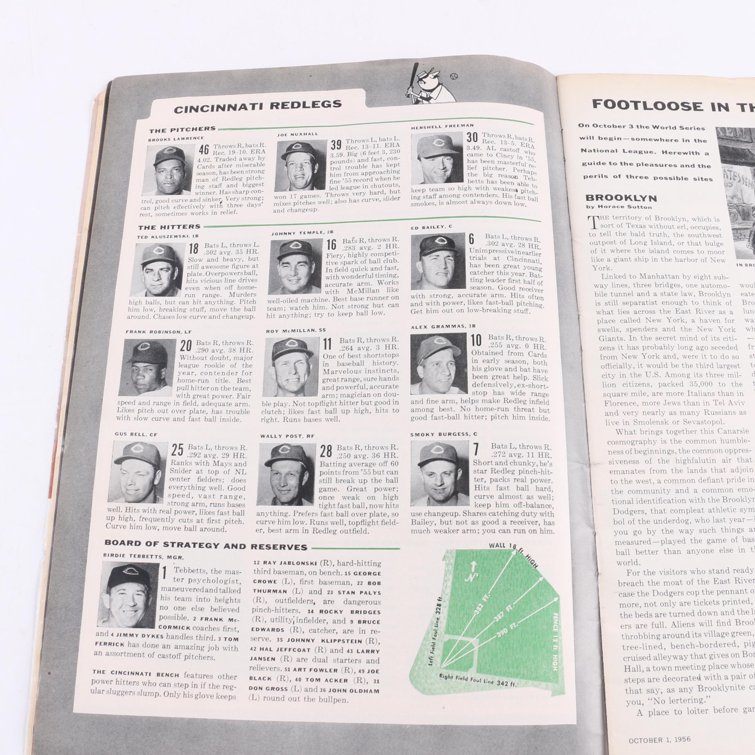 October 1, 1956 "Sports Illustrated" Magazine Featuring Mickey Mantle