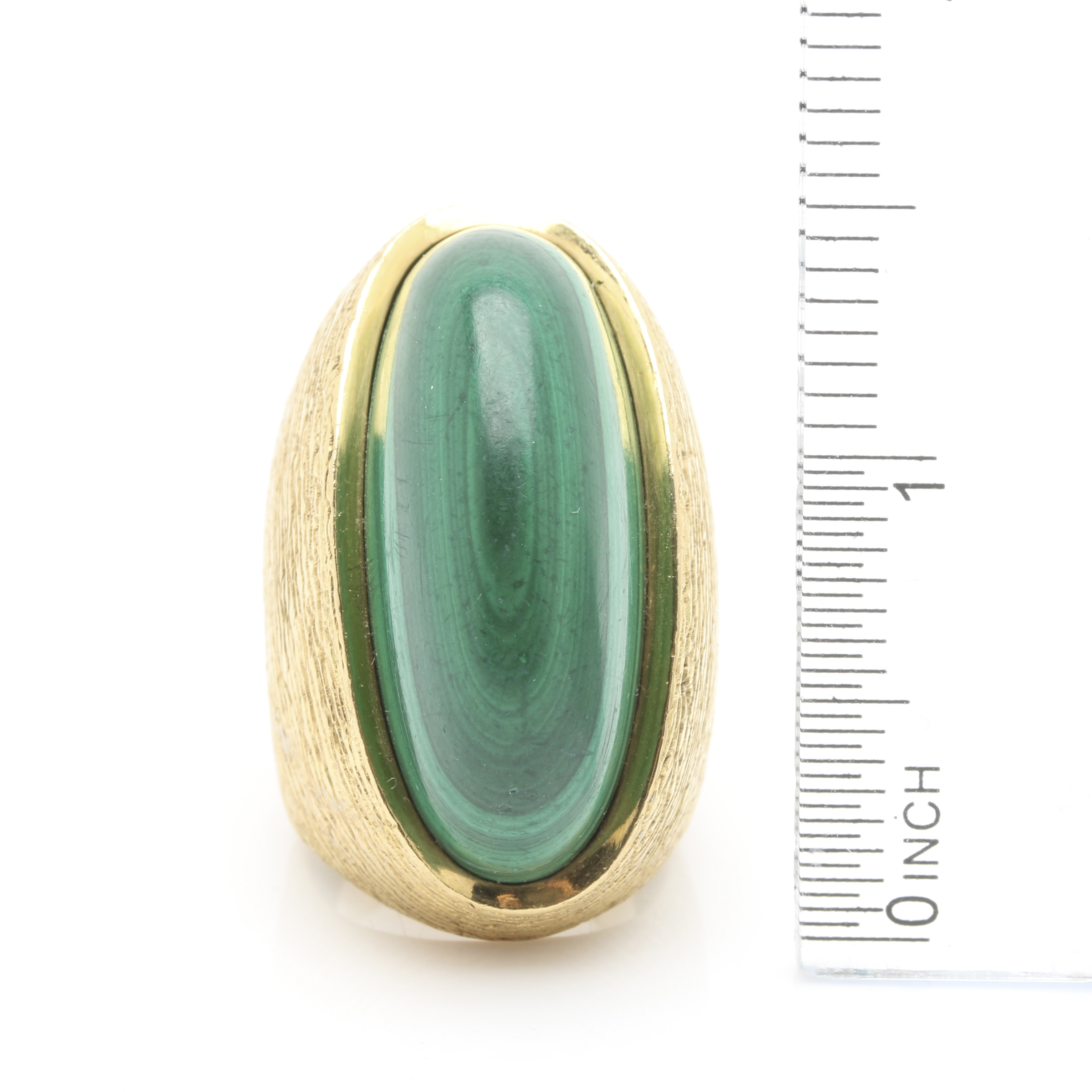 18K Yellow Gold Malachite Statement Ring