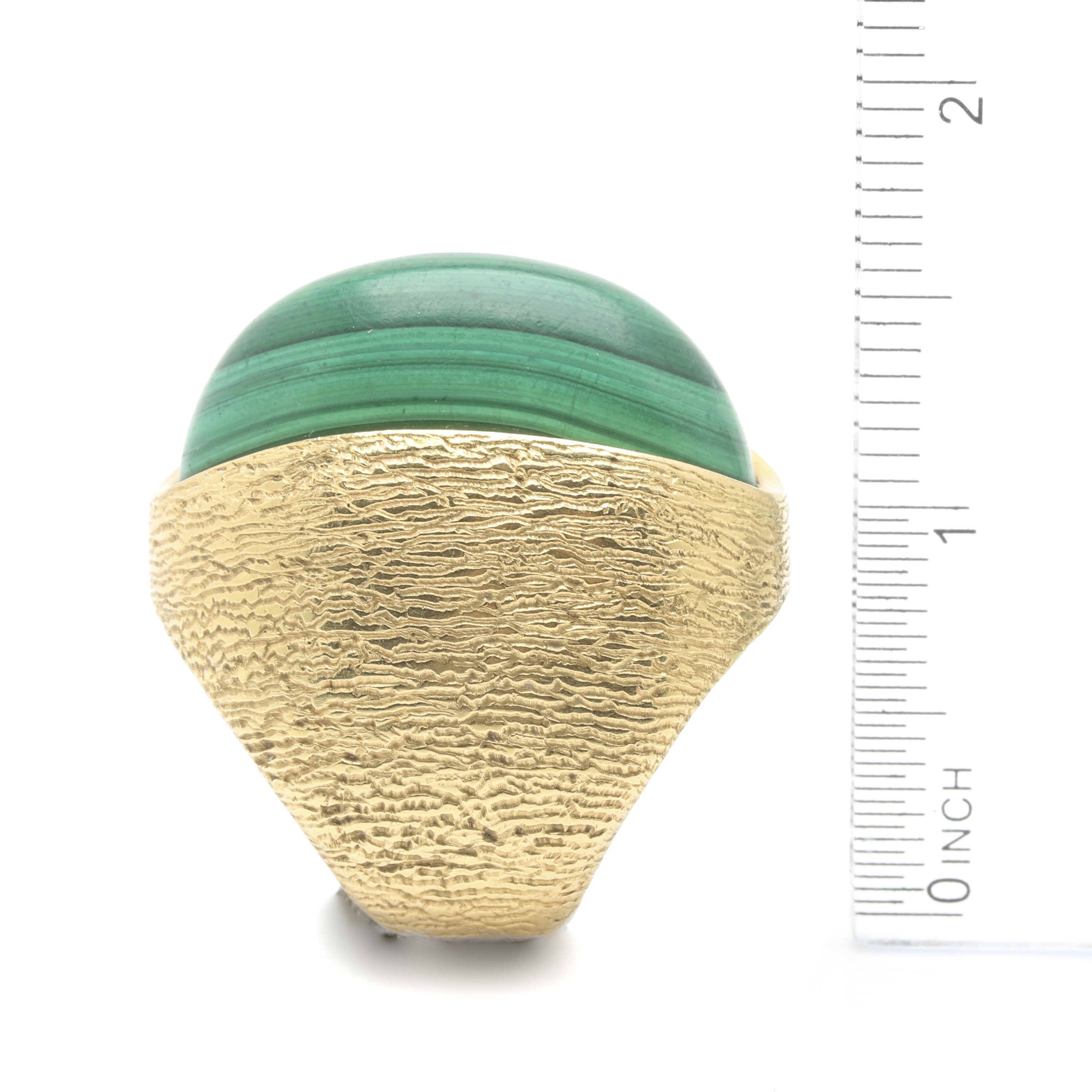 18K Yellow Gold Malachite Statement Ring