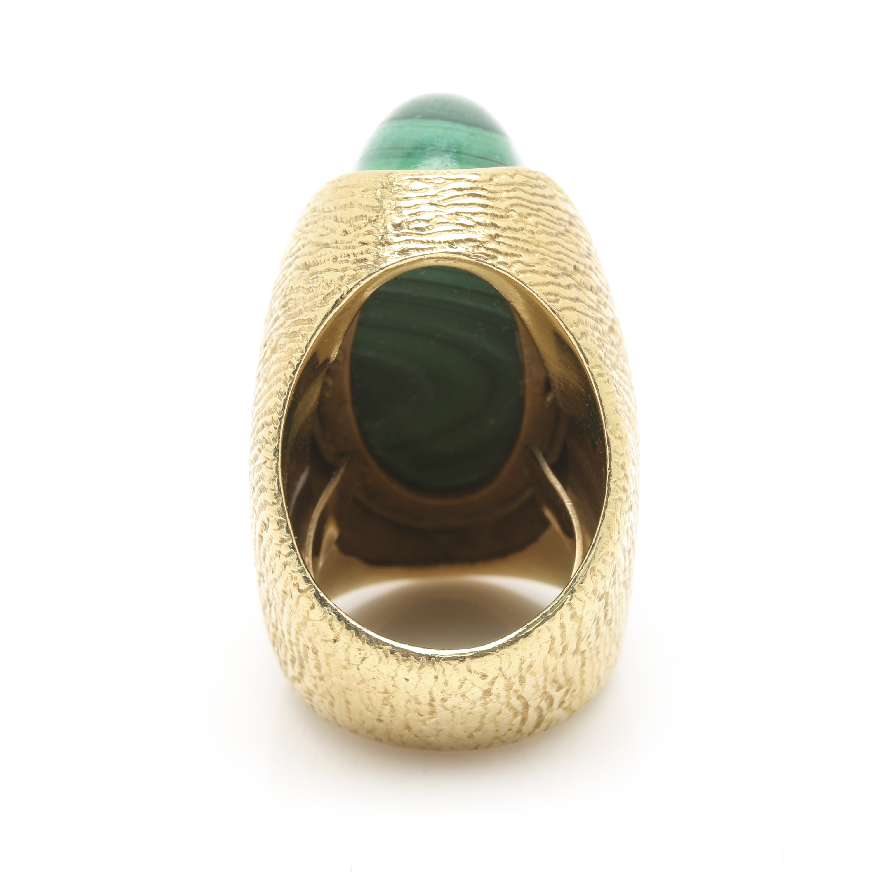 18K Yellow Gold Malachite Statement Ring