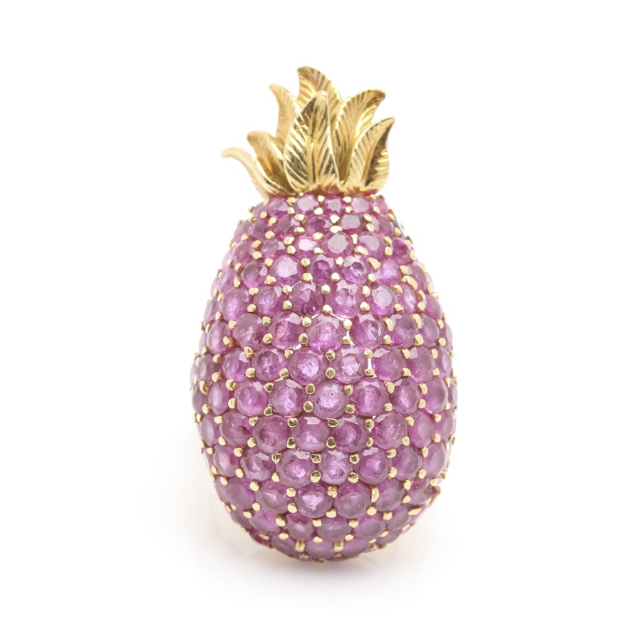 14K and 18K Yellow Gold Ruby Pineapple Ring