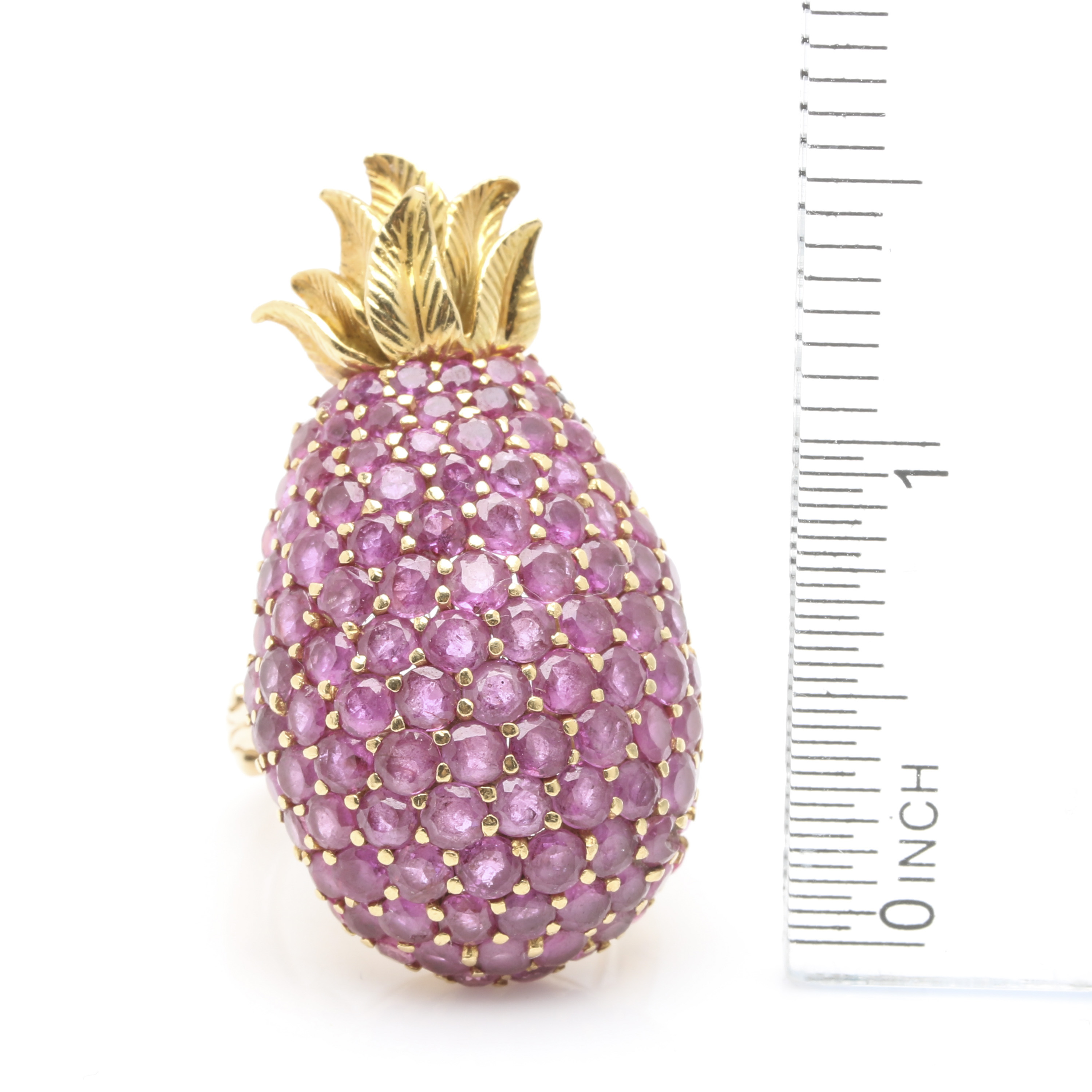 14K and 18K Yellow Gold Ruby Pineapple Ring