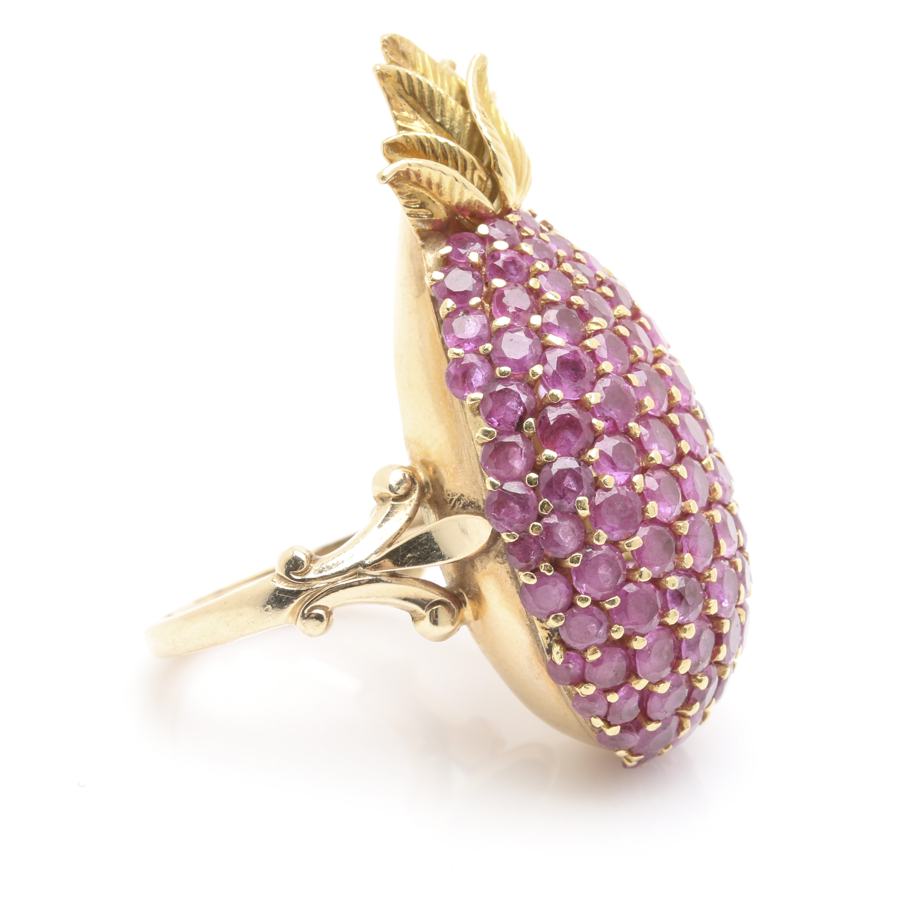 14K and 18K Yellow Gold Ruby Pineapple Ring