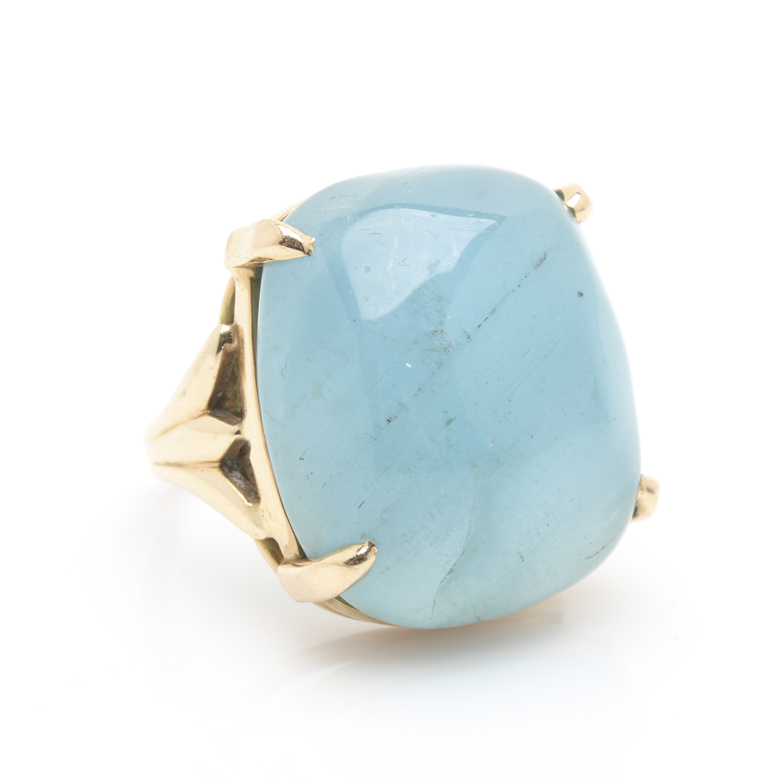 14K Yellow Gold Aquamarine Ring