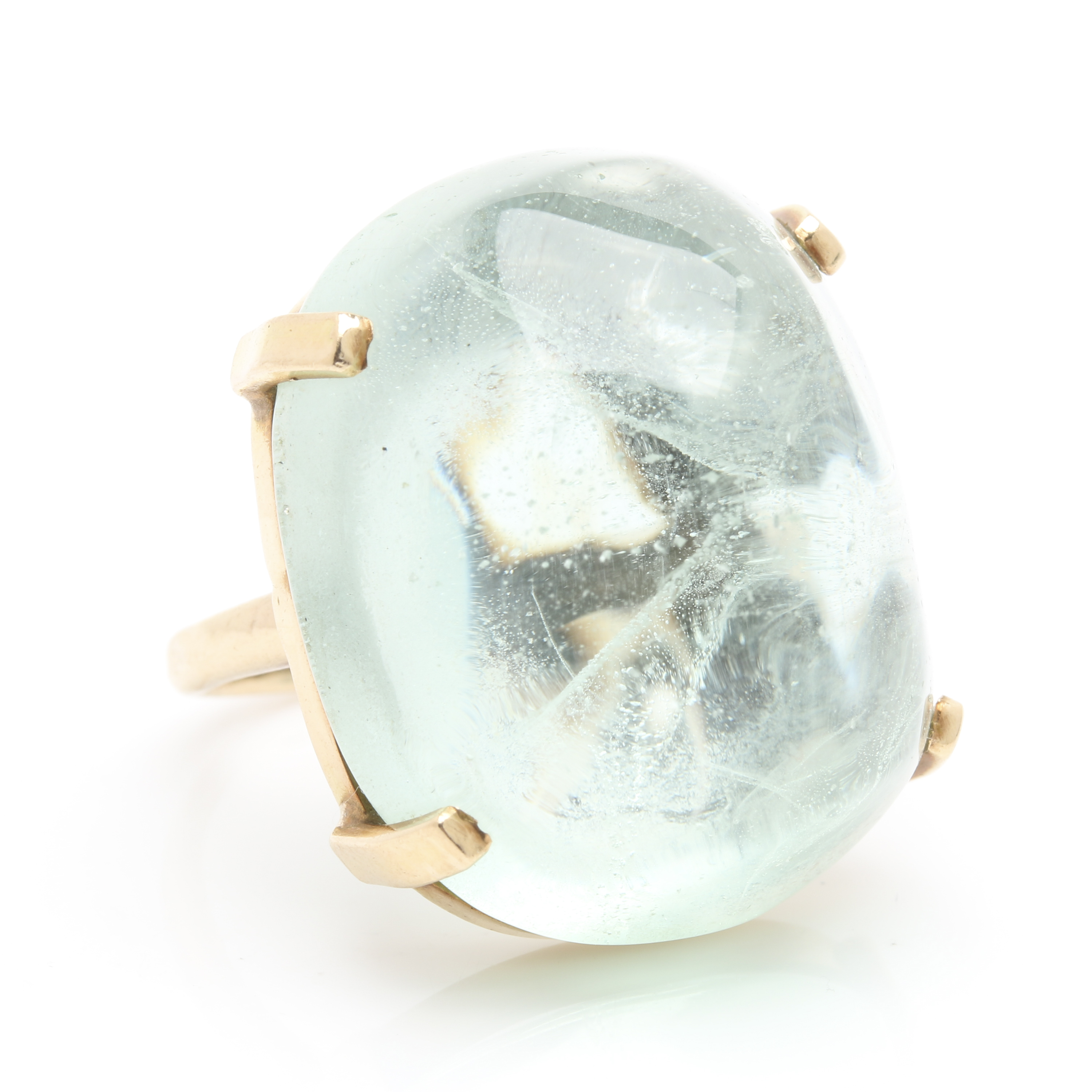 14K and 10K Yellow Gold 60.00 CT Aquamarine Cocktail Ring