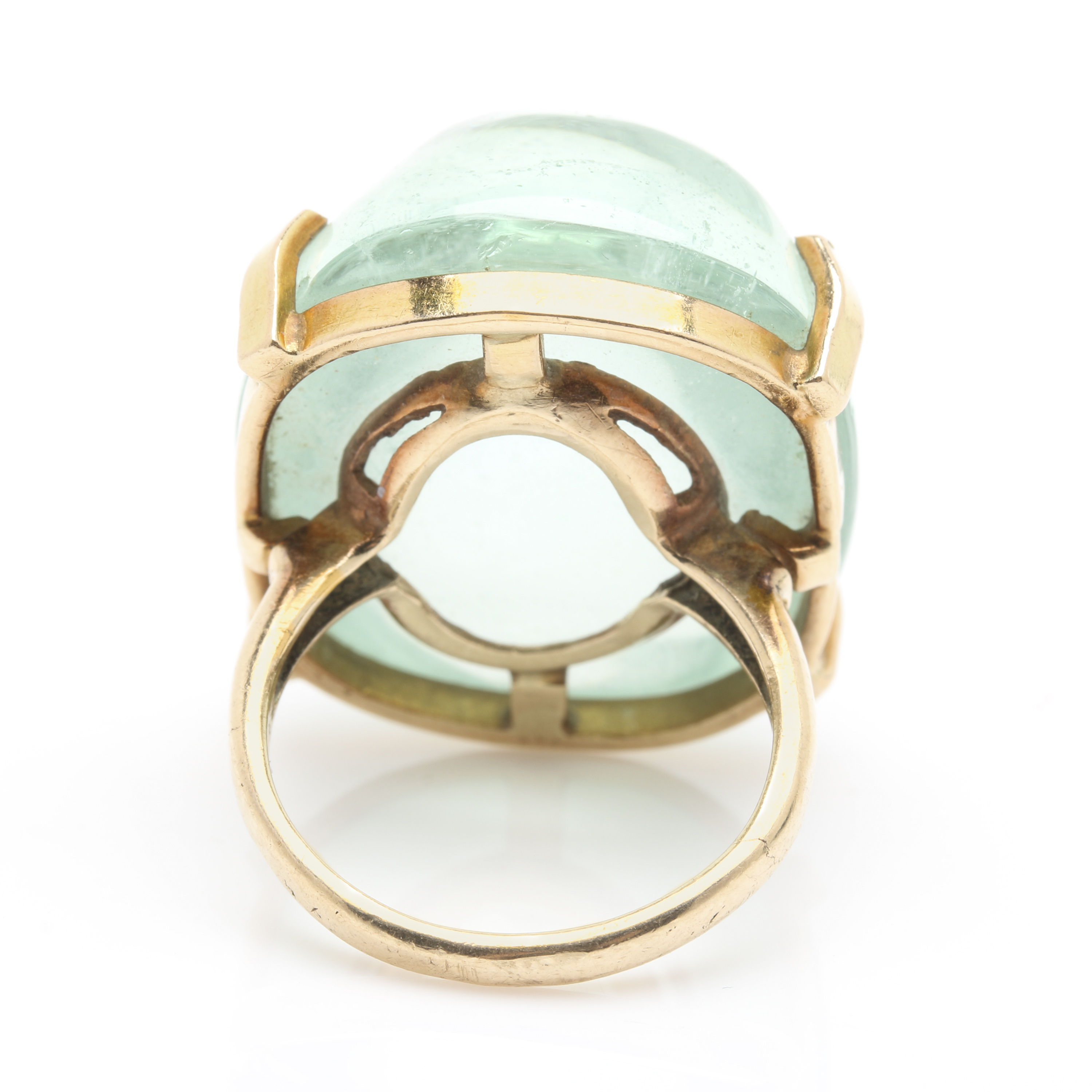 14K and 10K Yellow Gold 60.00 CT Aquamarine Cocktail Ring