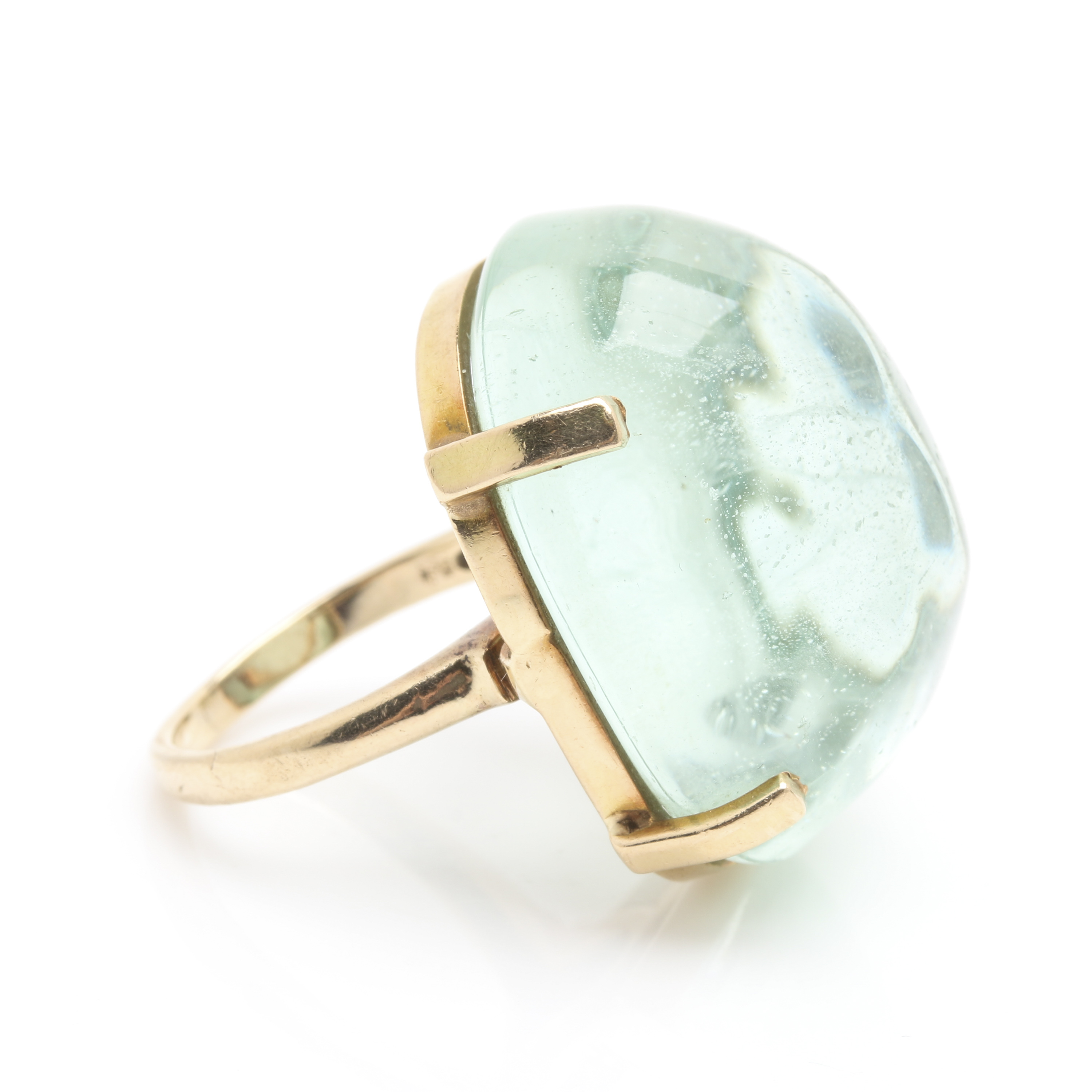 14K and 10K Yellow Gold 60.00 CT Aquamarine Cocktail Ring