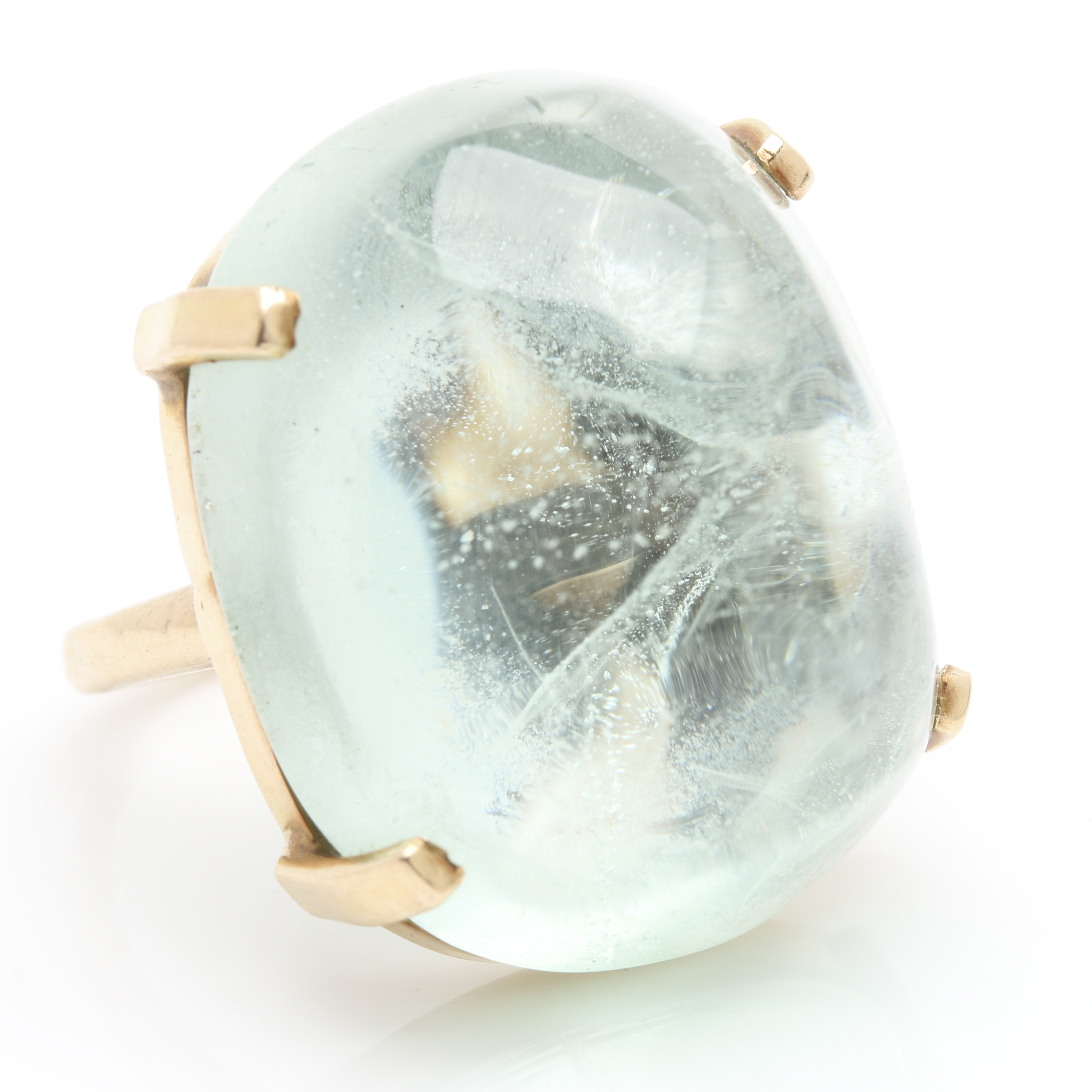 14K and 10K Yellow Gold 60.00 CT Aquamarine Cocktail Ring