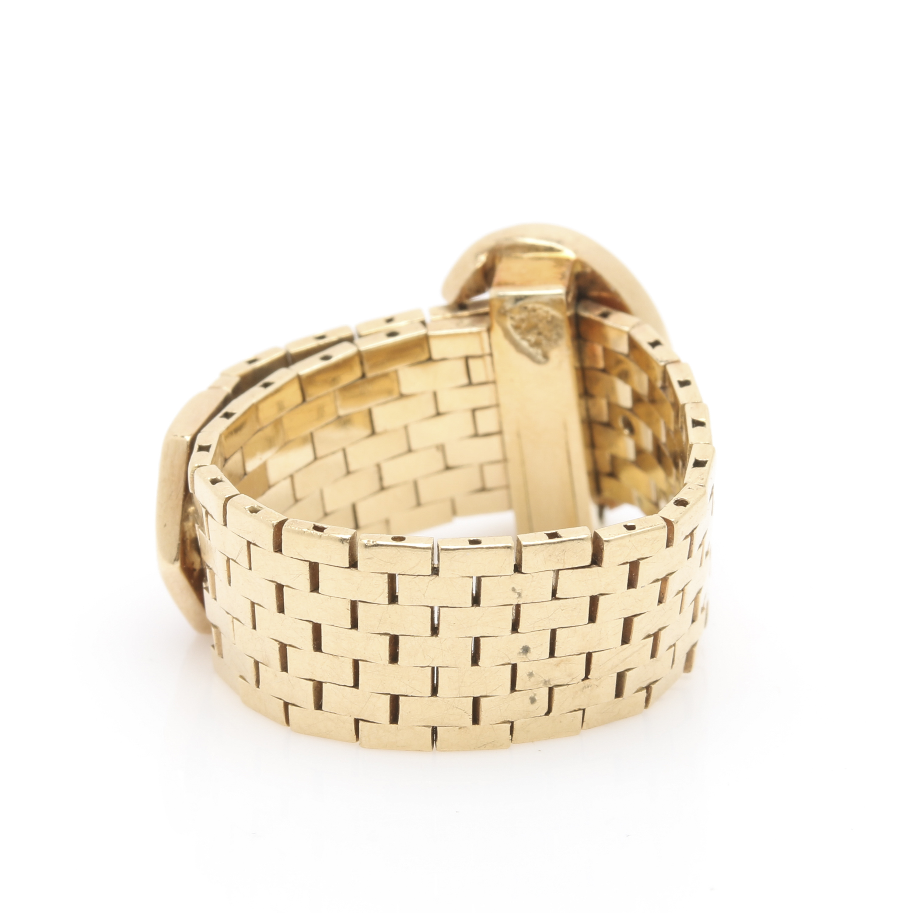 14K Yellow Gold Ruby and Diamond Belt Flex Chain Ring