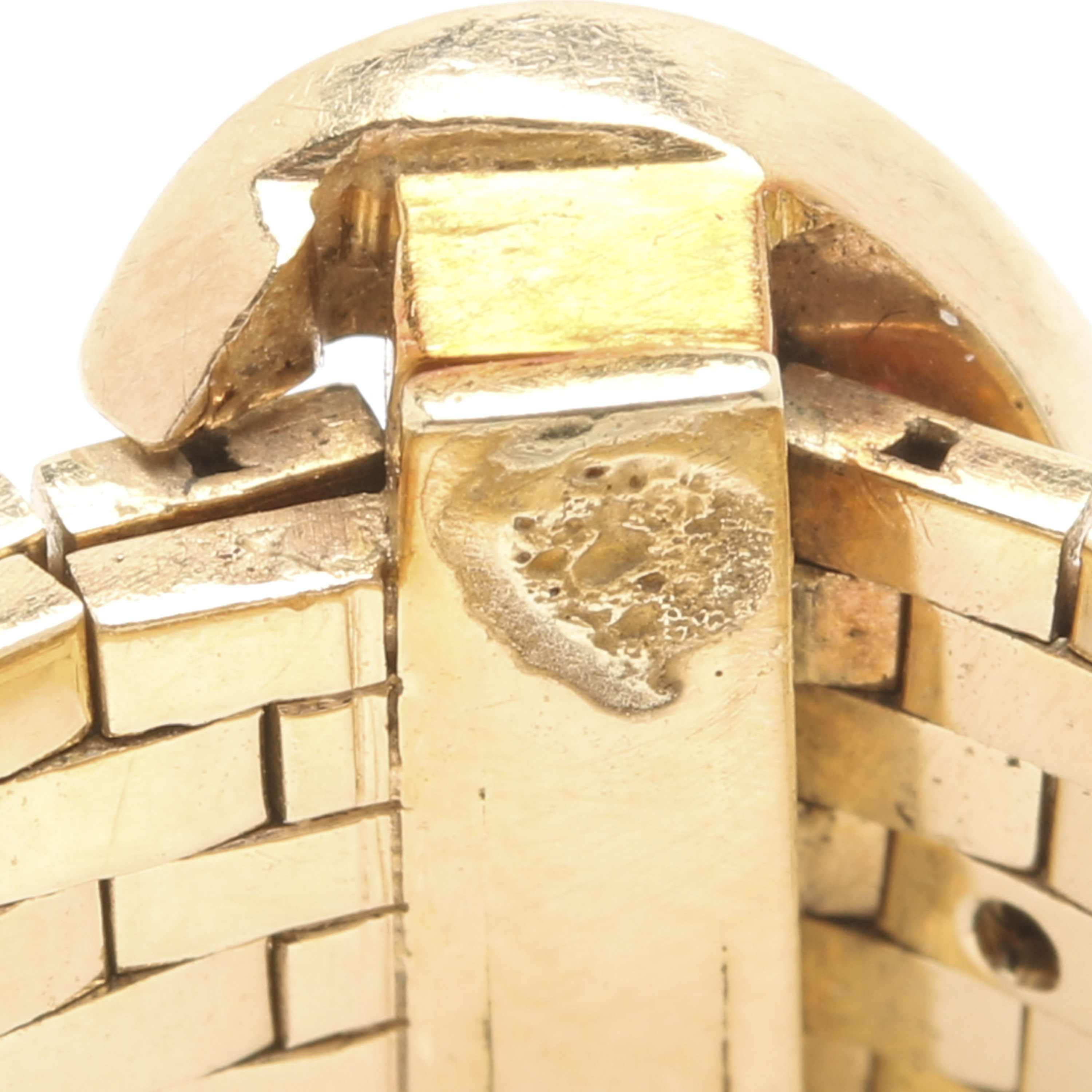 14K Yellow Gold Ruby and Diamond Belt Flex Chain Ring