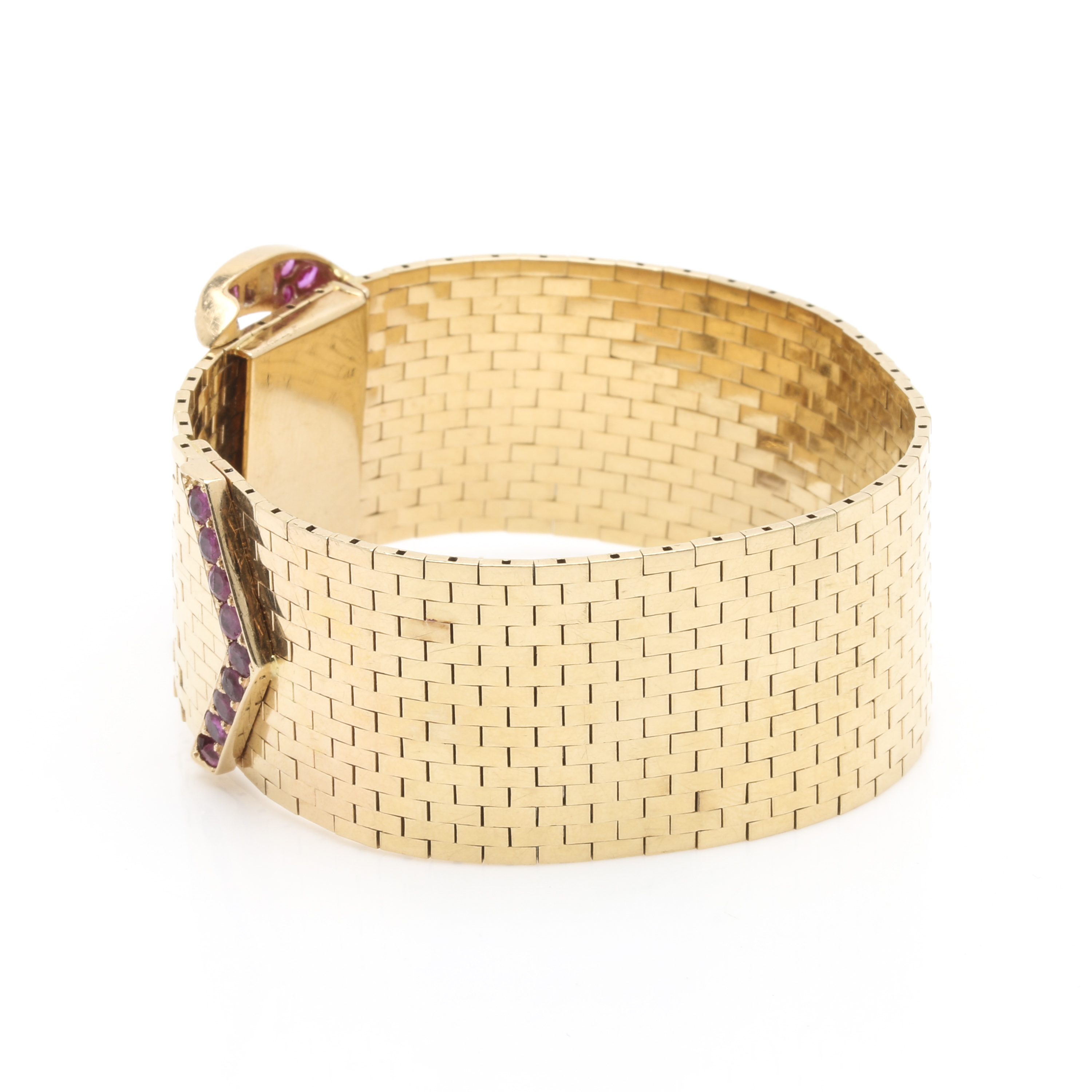 Vintage 14K Yellow Gold Ruby and Diamond Bracelet