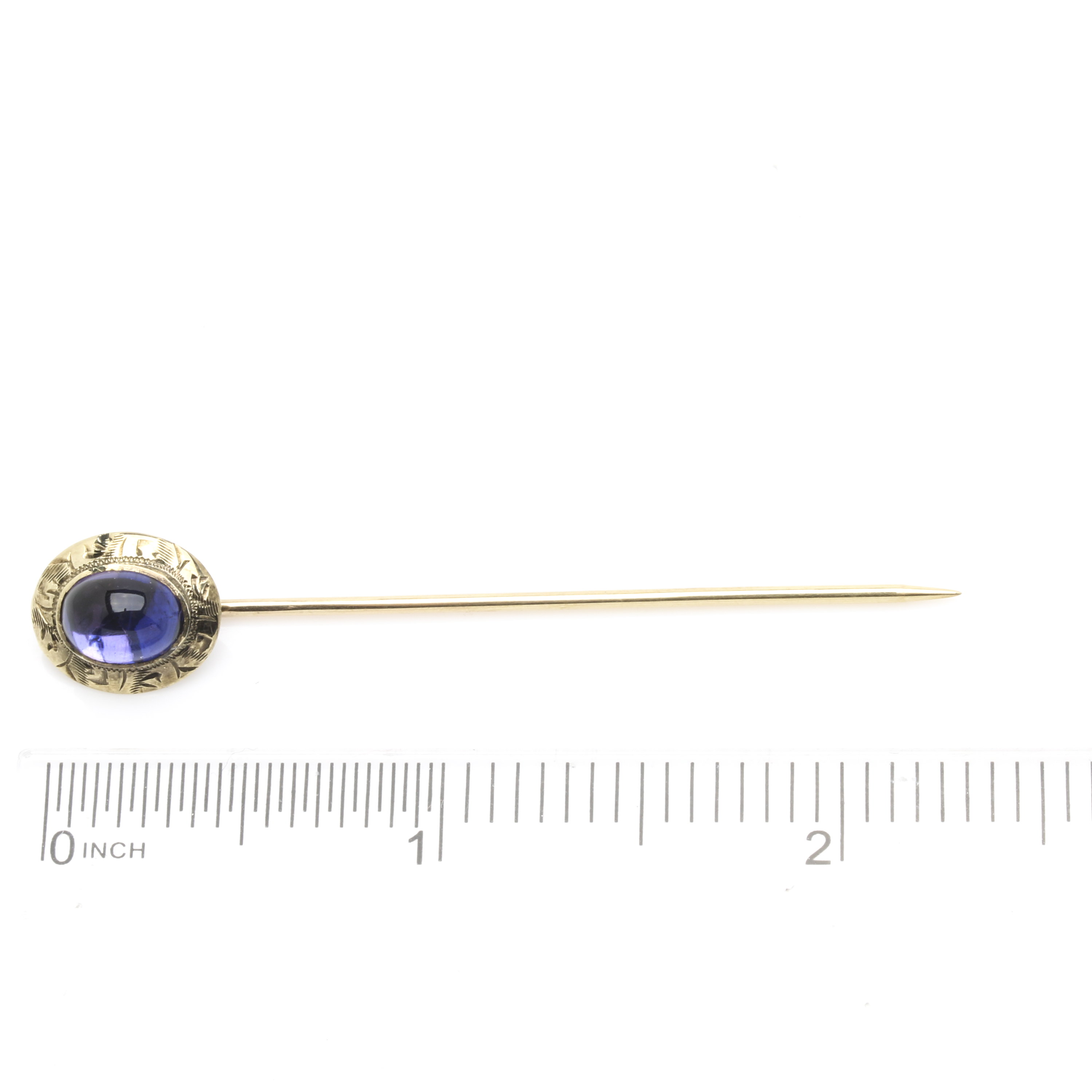 14K Yellow Gold Amethyst Stick Pin