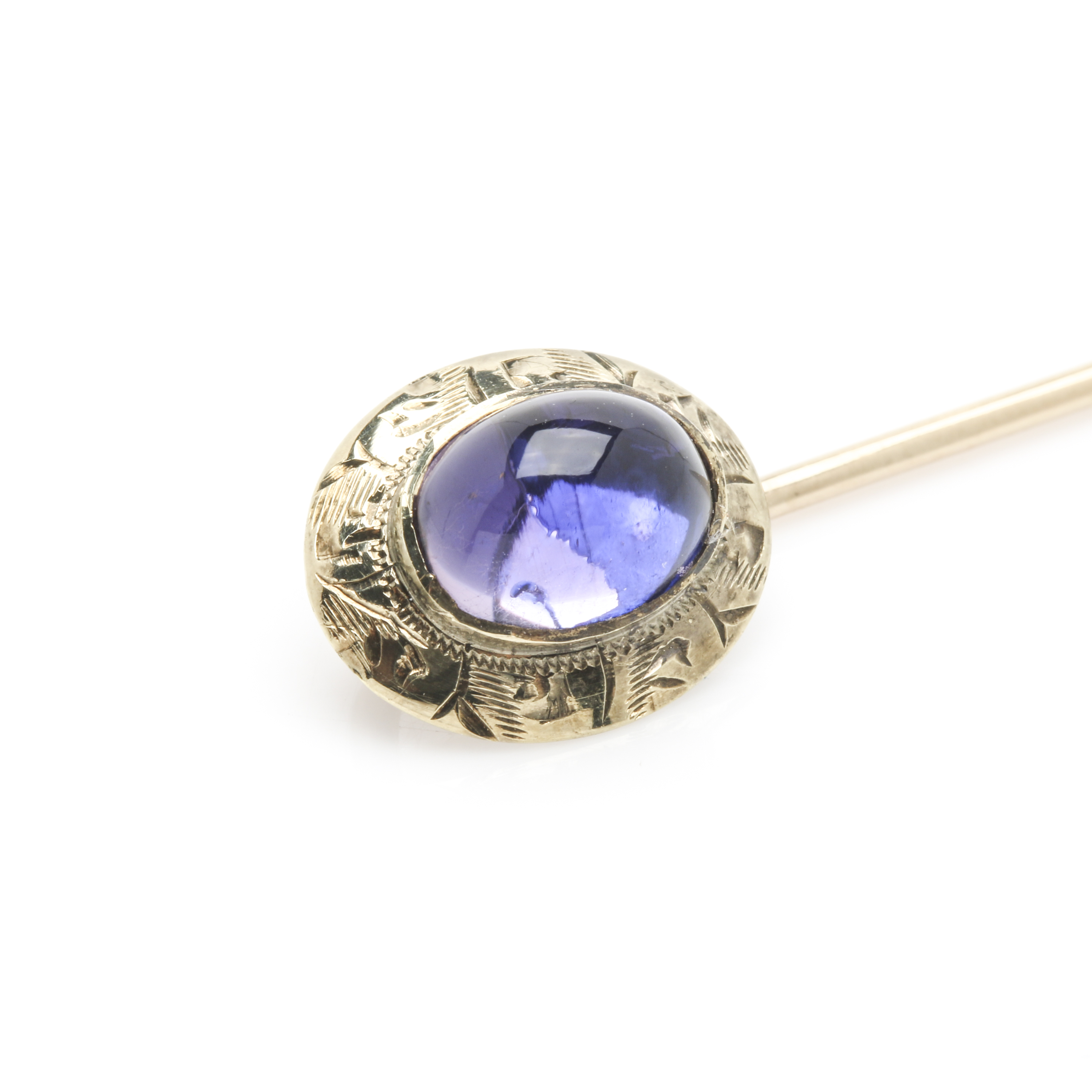 14K Yellow Gold Amethyst Stick Pin