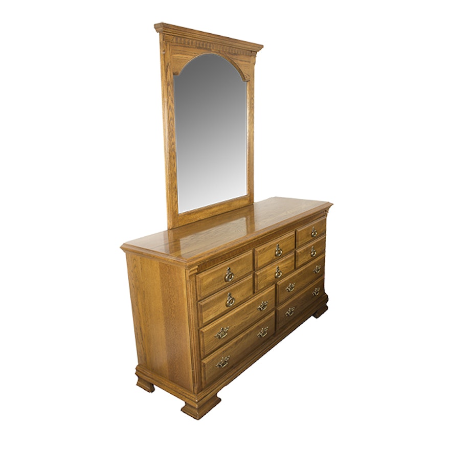Oak Chest of Drawers with Mirror by Kincaid