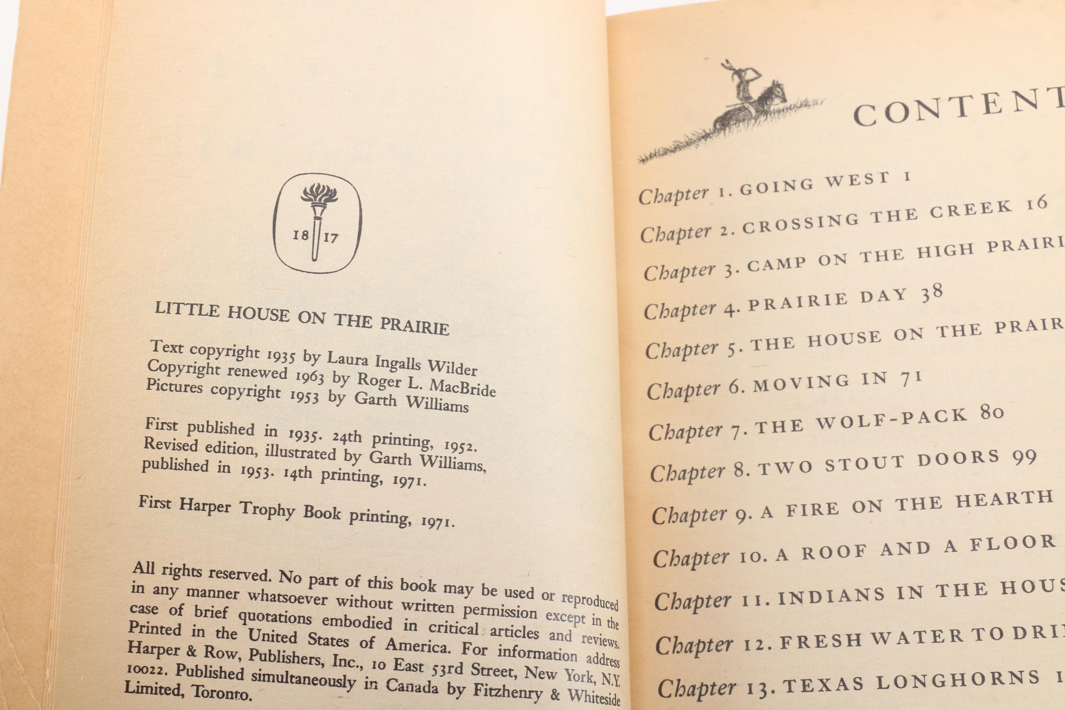 1971 "Little House on the Prairie" Harper Trophy Books