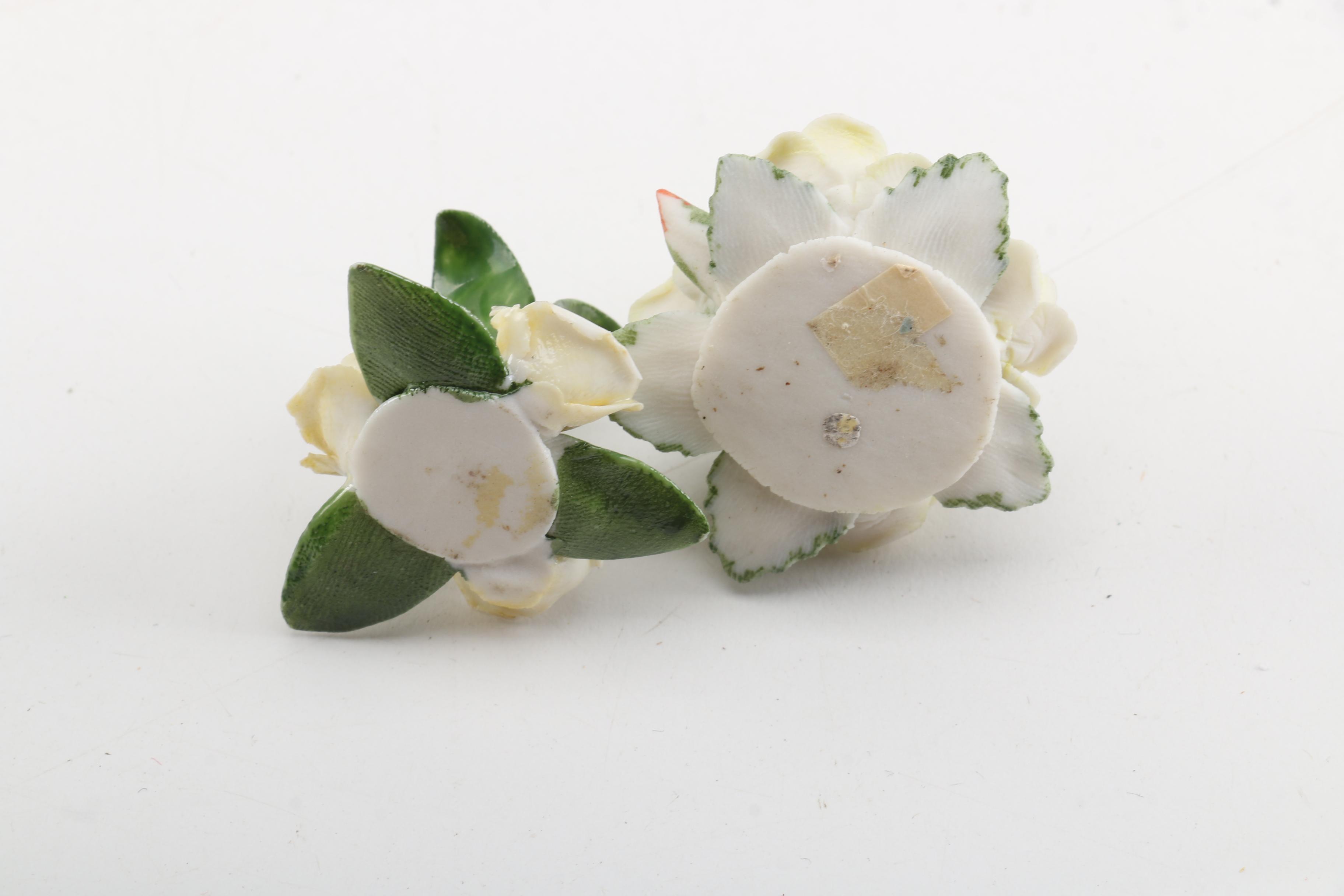 White Porcelain Flower Figurines Including Capodimonte