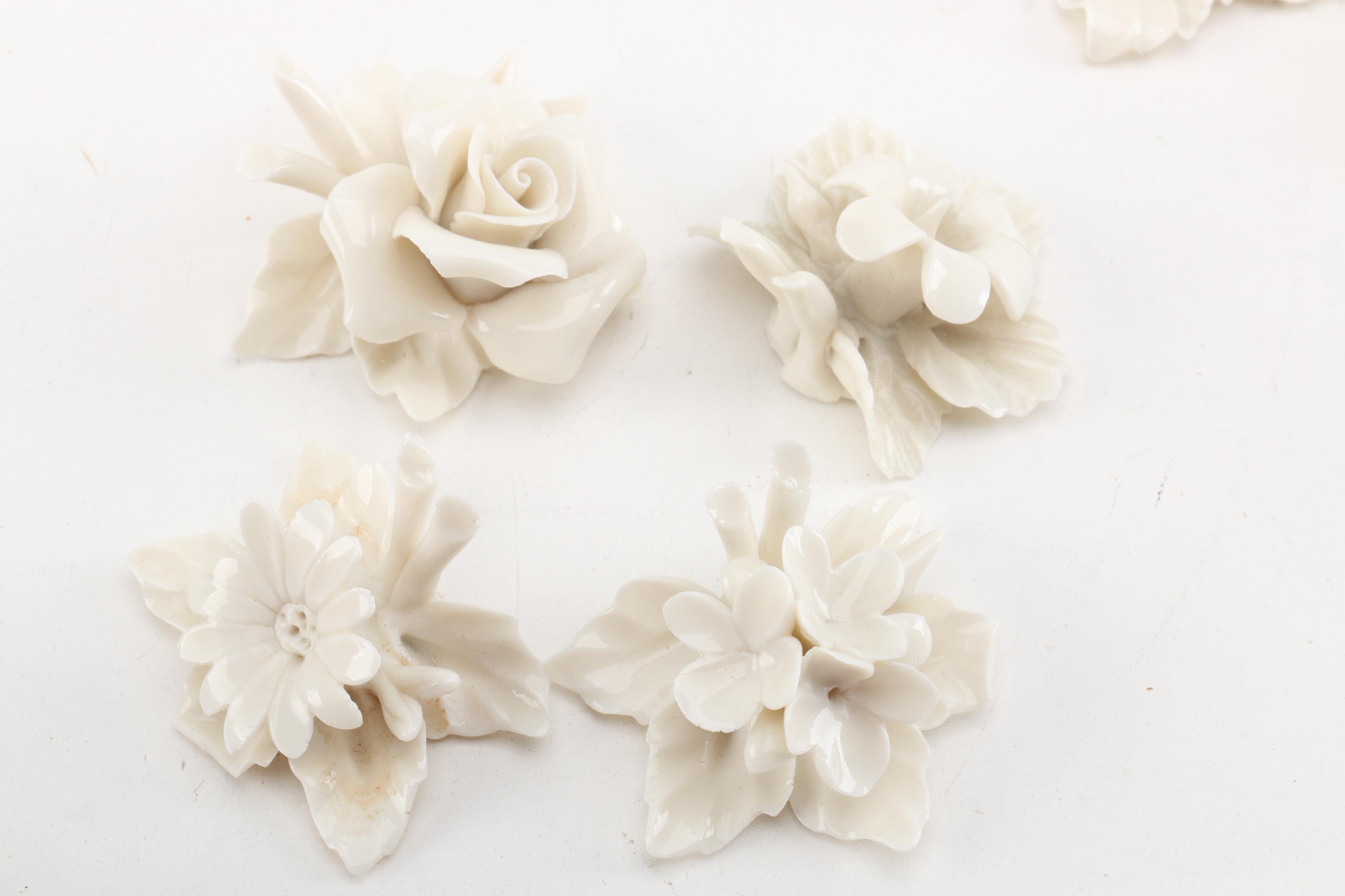 White Porcelain Flower Figurines Including Capodimonte