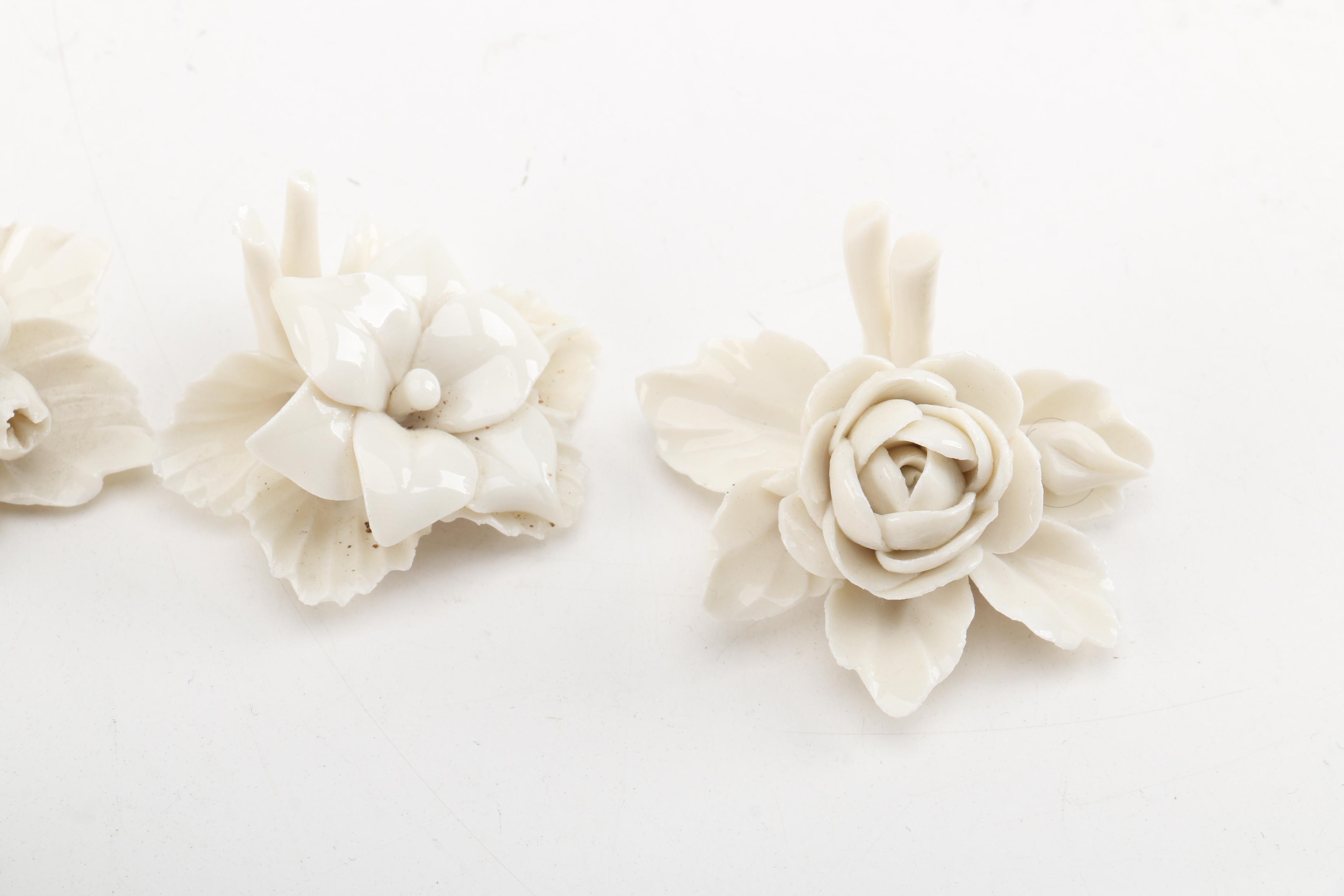 White Porcelain Flower Figurines Including Capodimonte