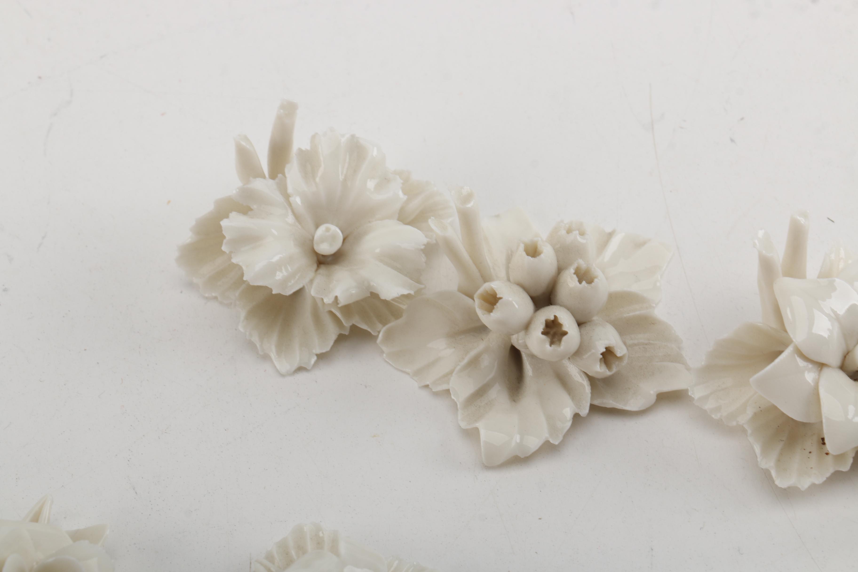 White Porcelain Flower Figurines Including Capodimonte