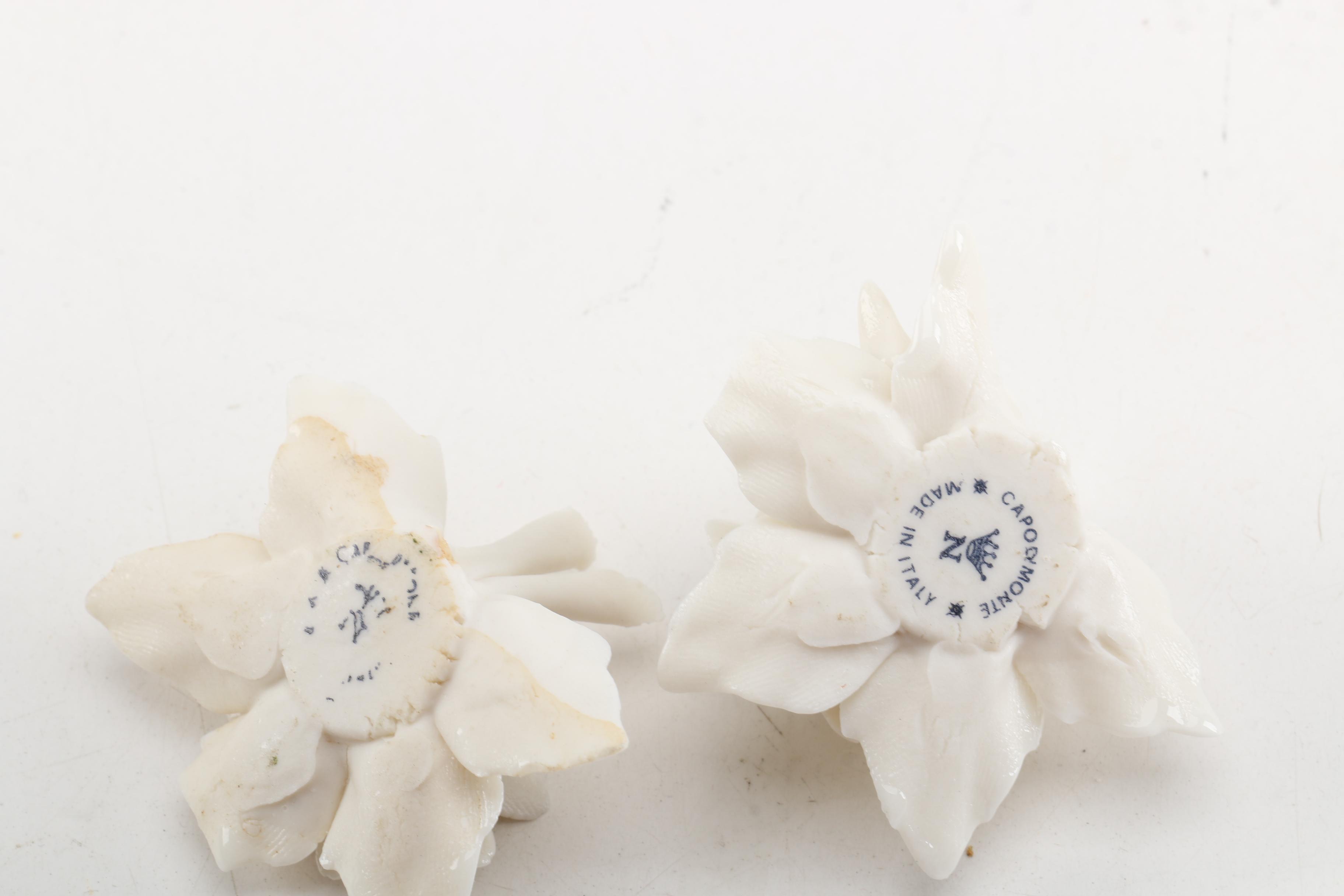 White Porcelain Flower Figurines Including Capodimonte