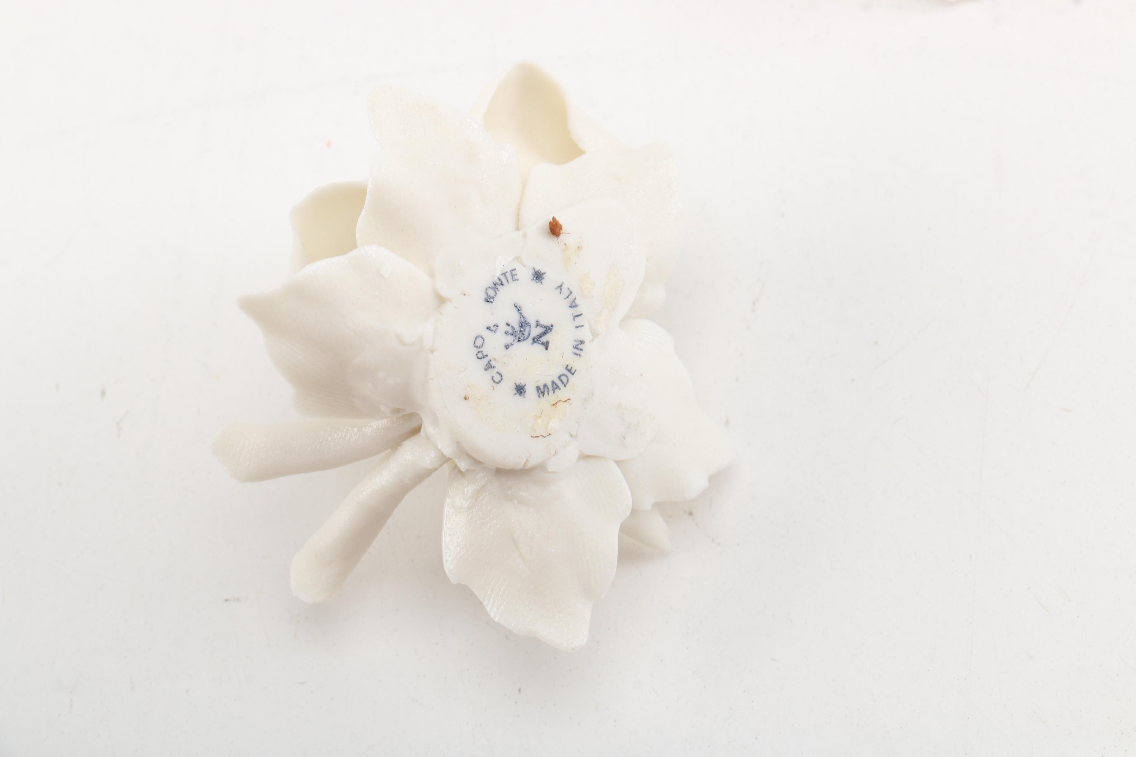 White Porcelain Flower Figurines Including Capodimonte
