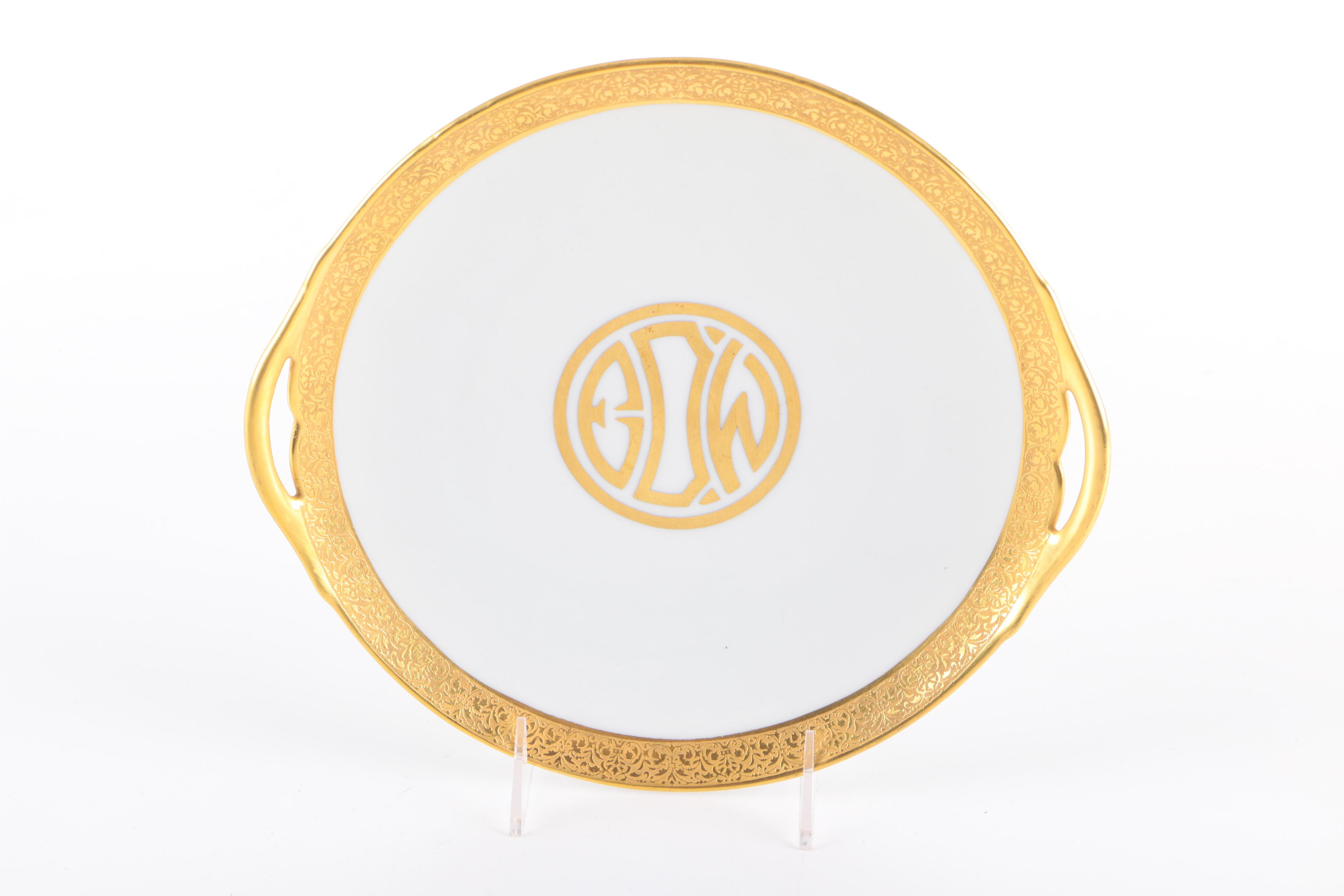 Monogrammed Limoges Porcelain Dessert Set