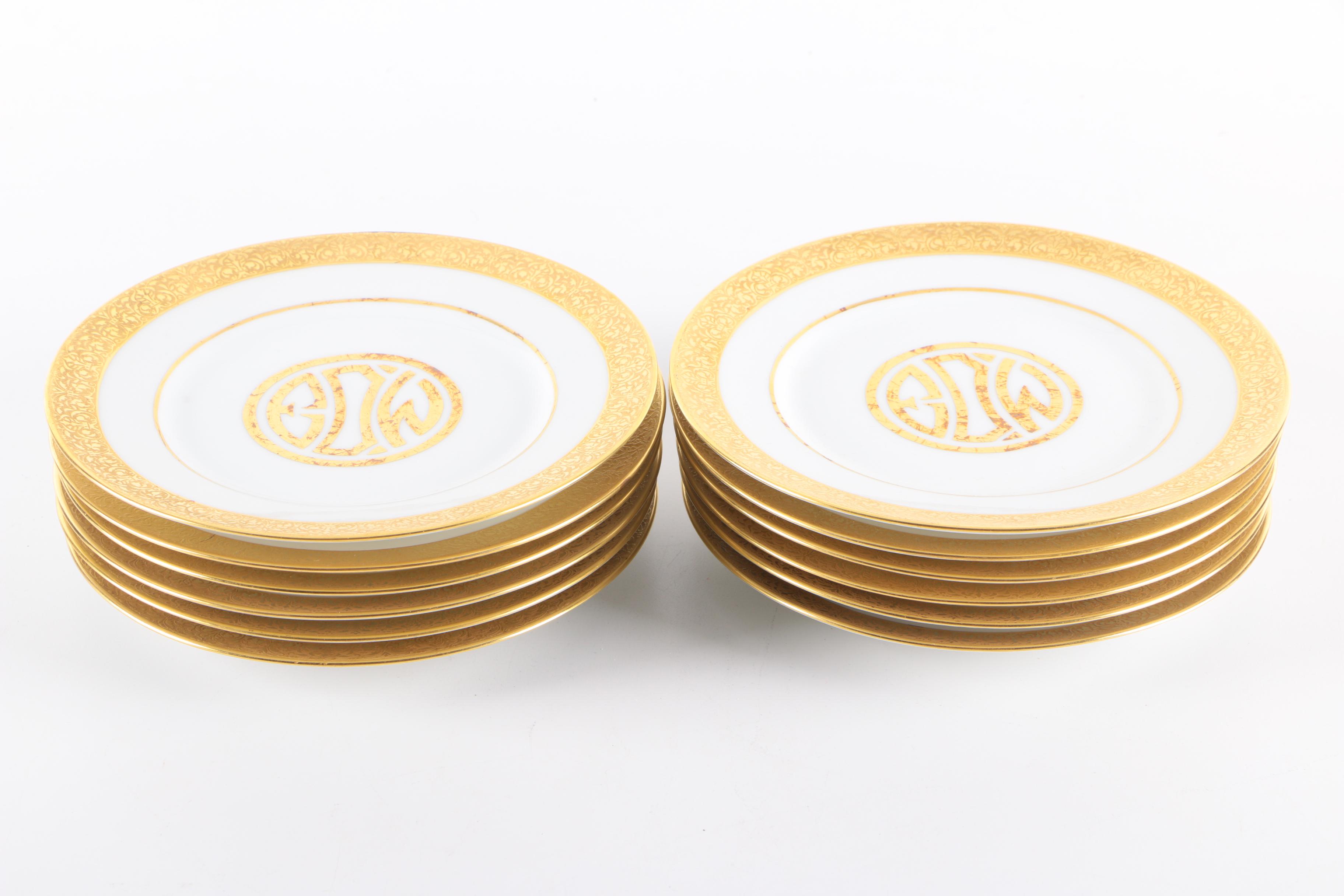 Monogrammed Limoges Porcelain Dessert Set