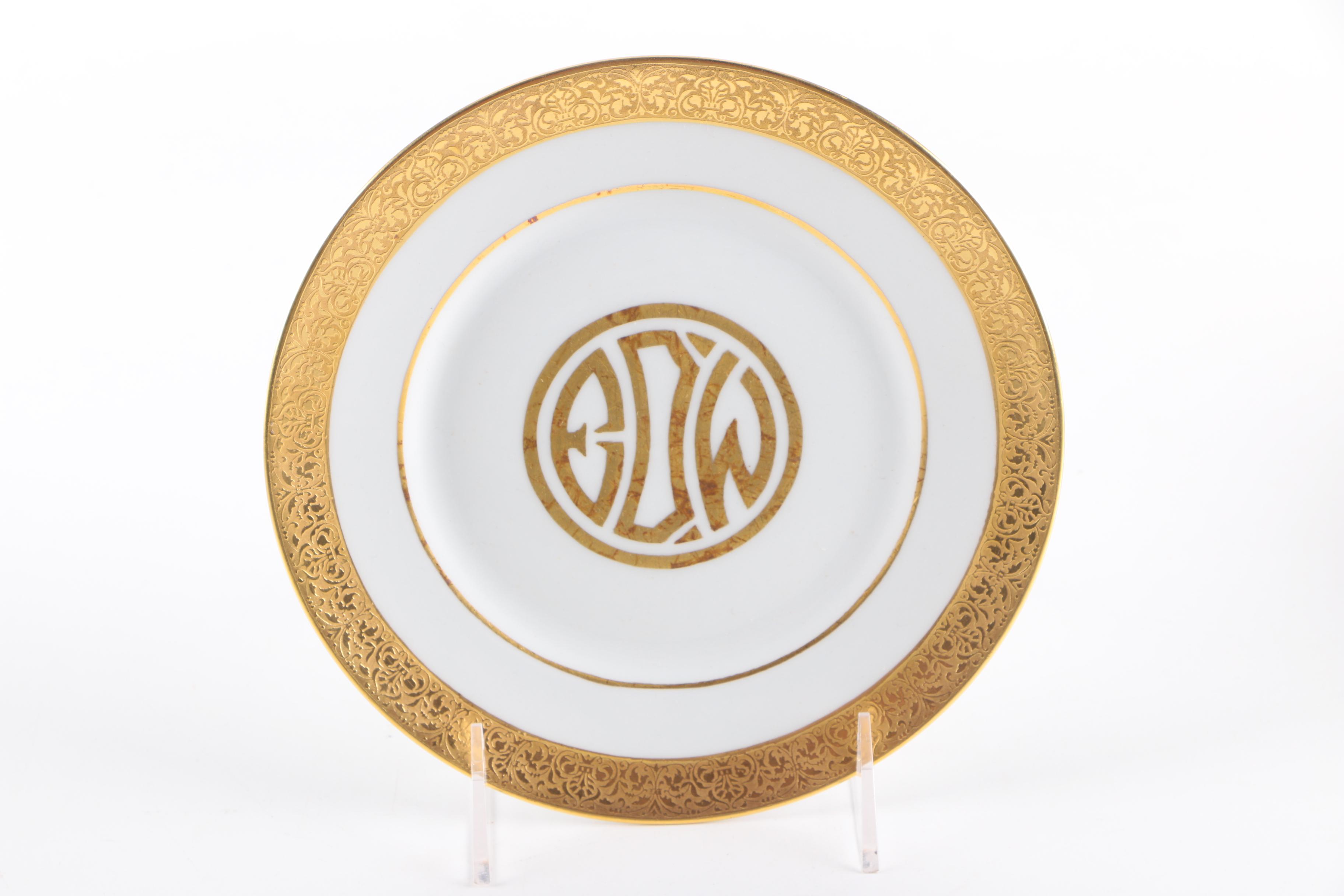 Monogrammed Limoges Porcelain Dessert Set