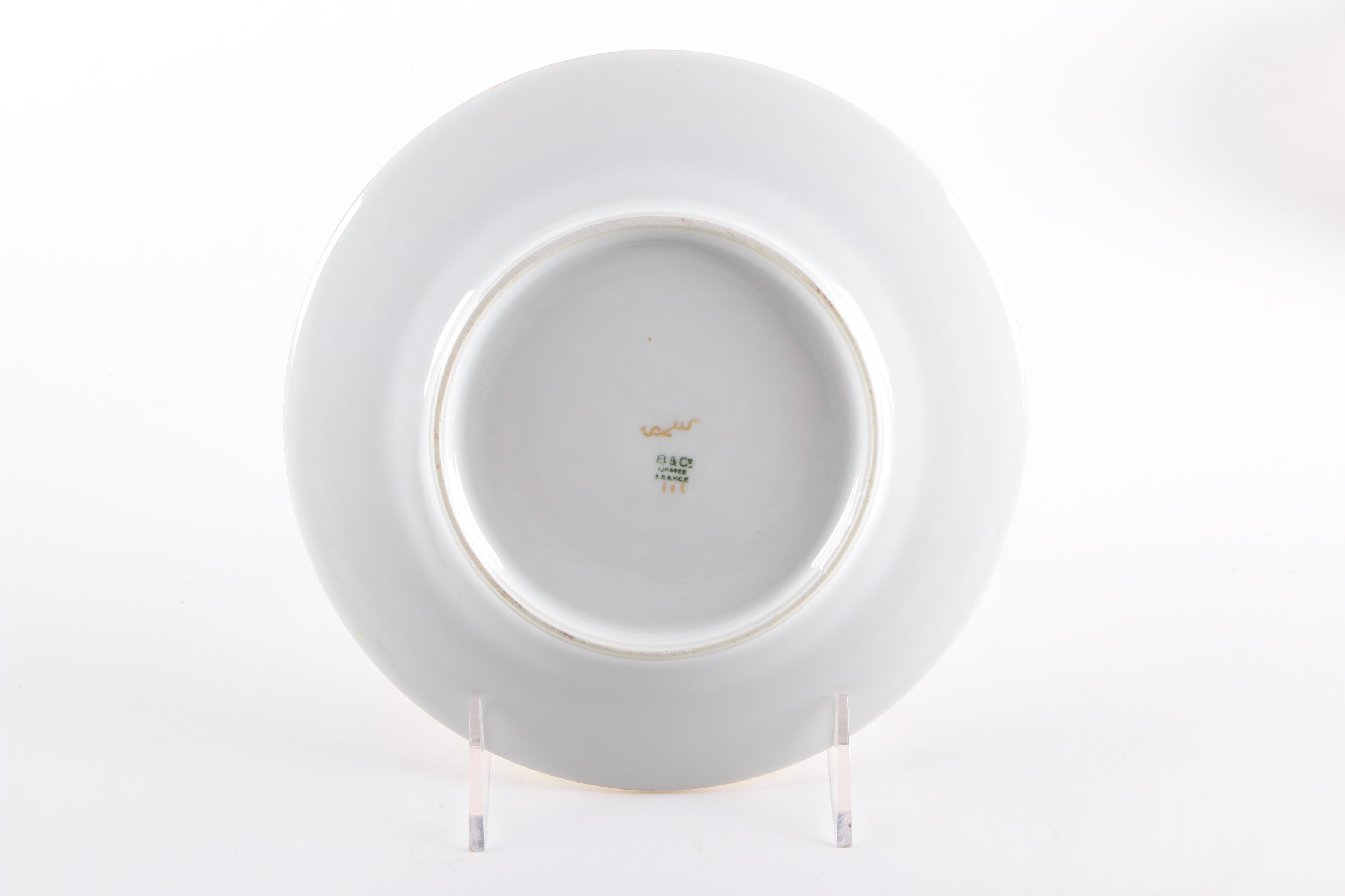 Monogrammed Limoges Porcelain Dessert Set