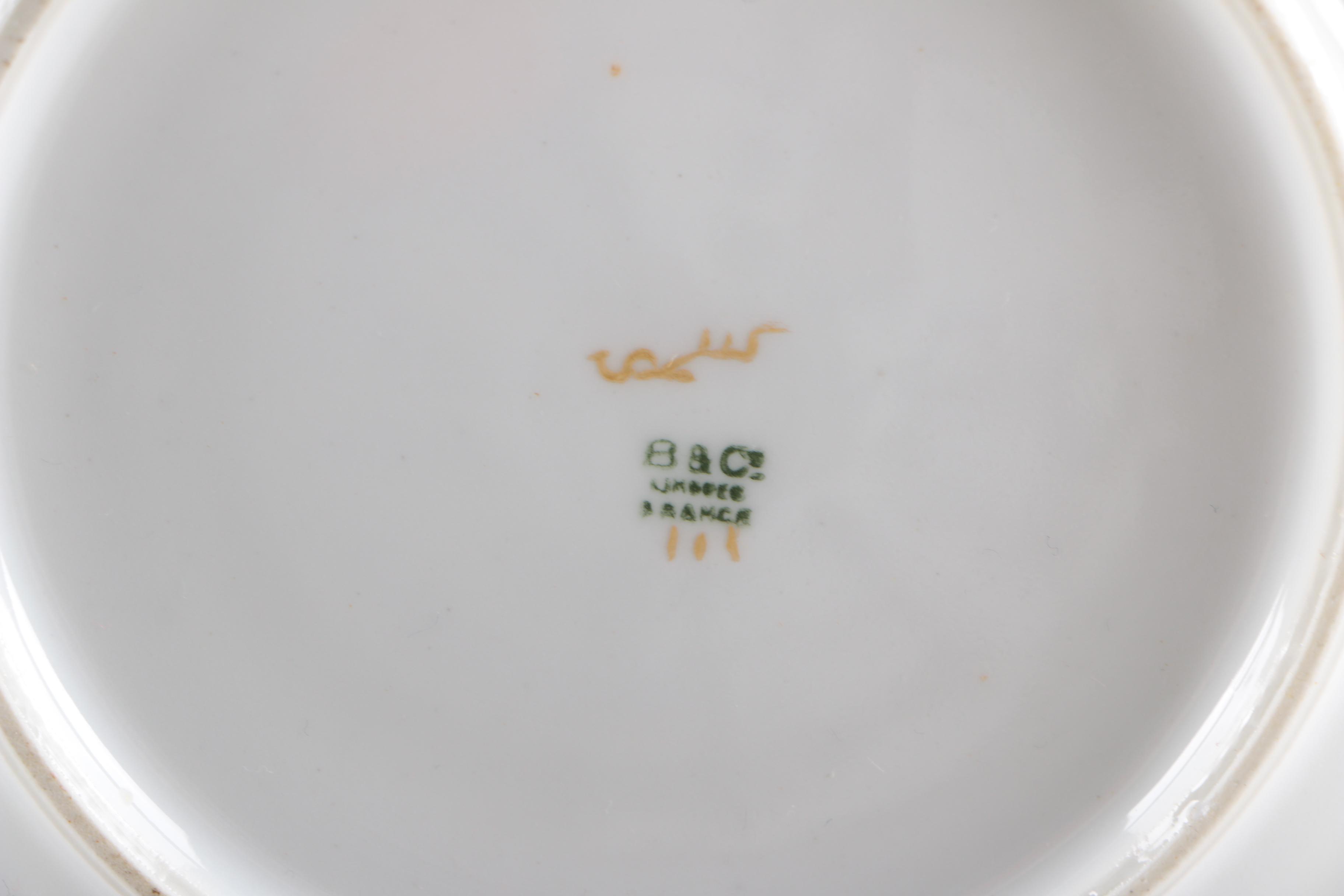 Monogrammed Limoges Porcelain Dessert Set