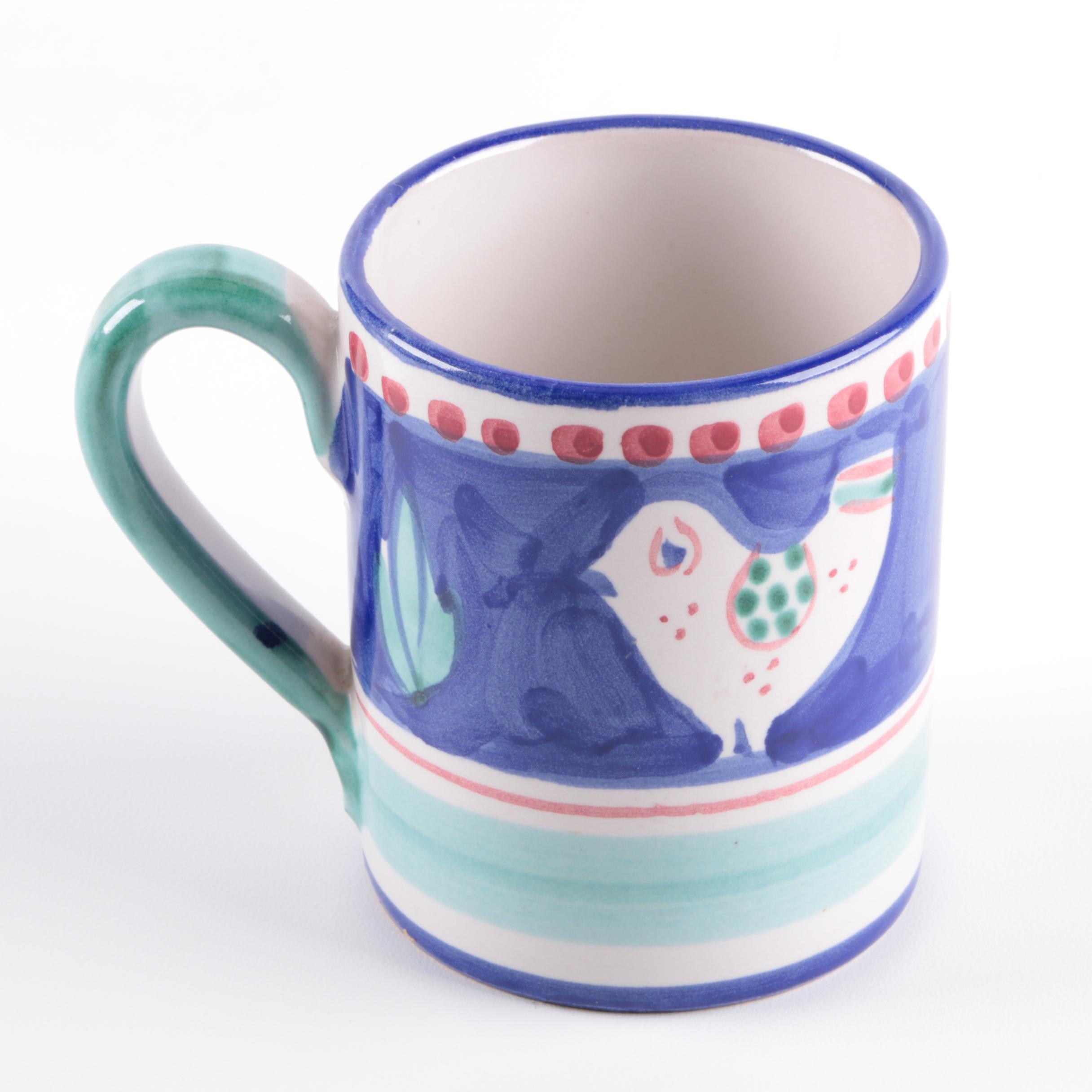 Vintage Klafestrom Cast Enamel Serving Dish and Italian "Solimene" Pottery