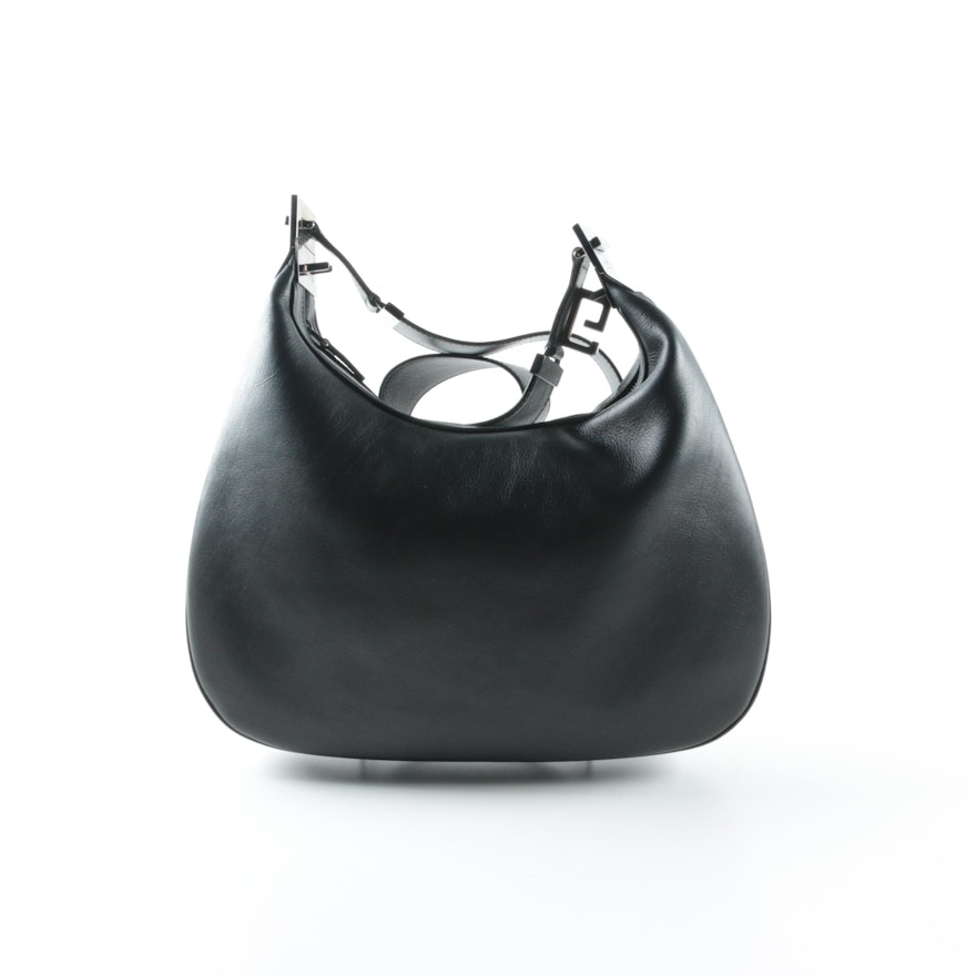Gucci Black Leather Hobo Handbag