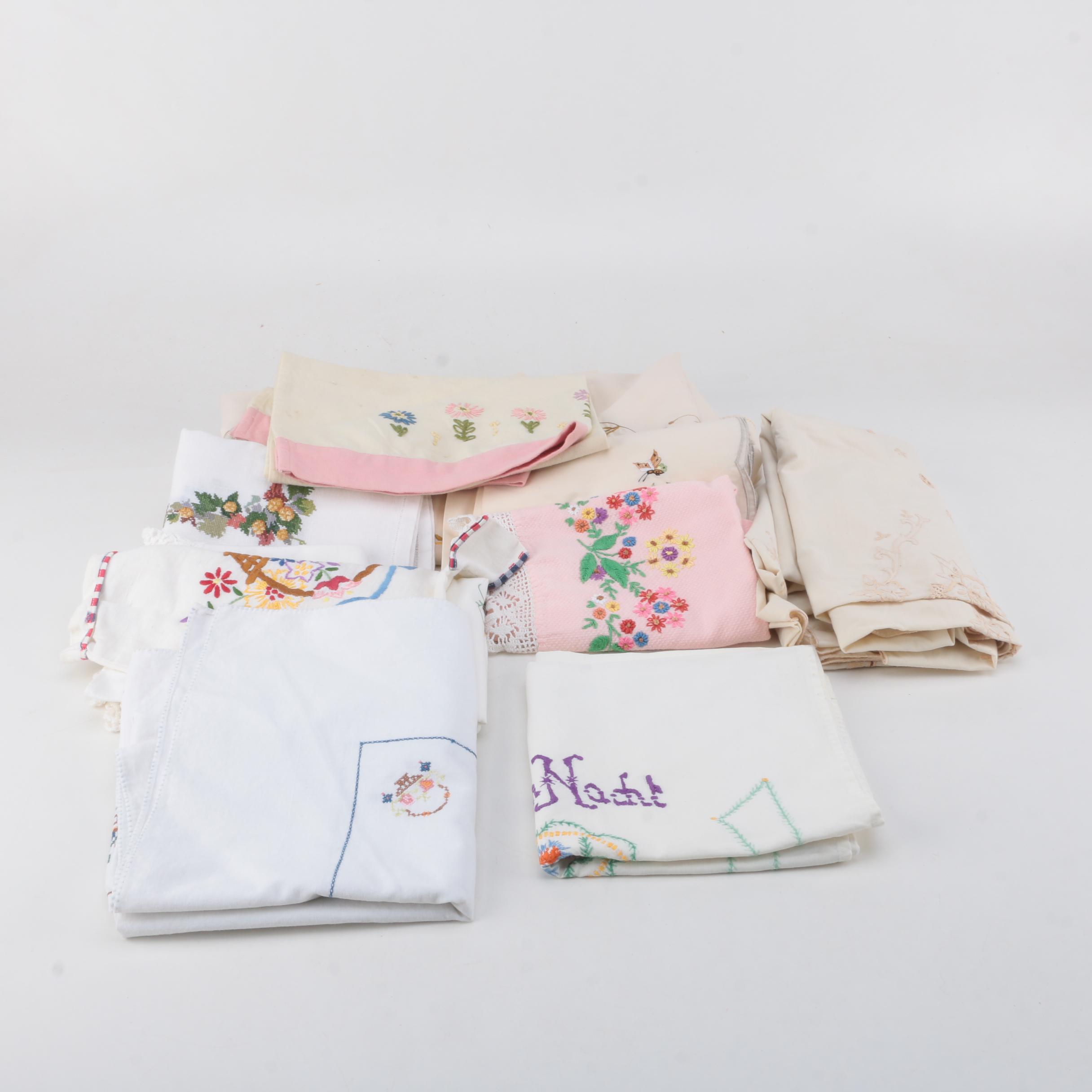 Vintage Needle-Work Embellished Linens