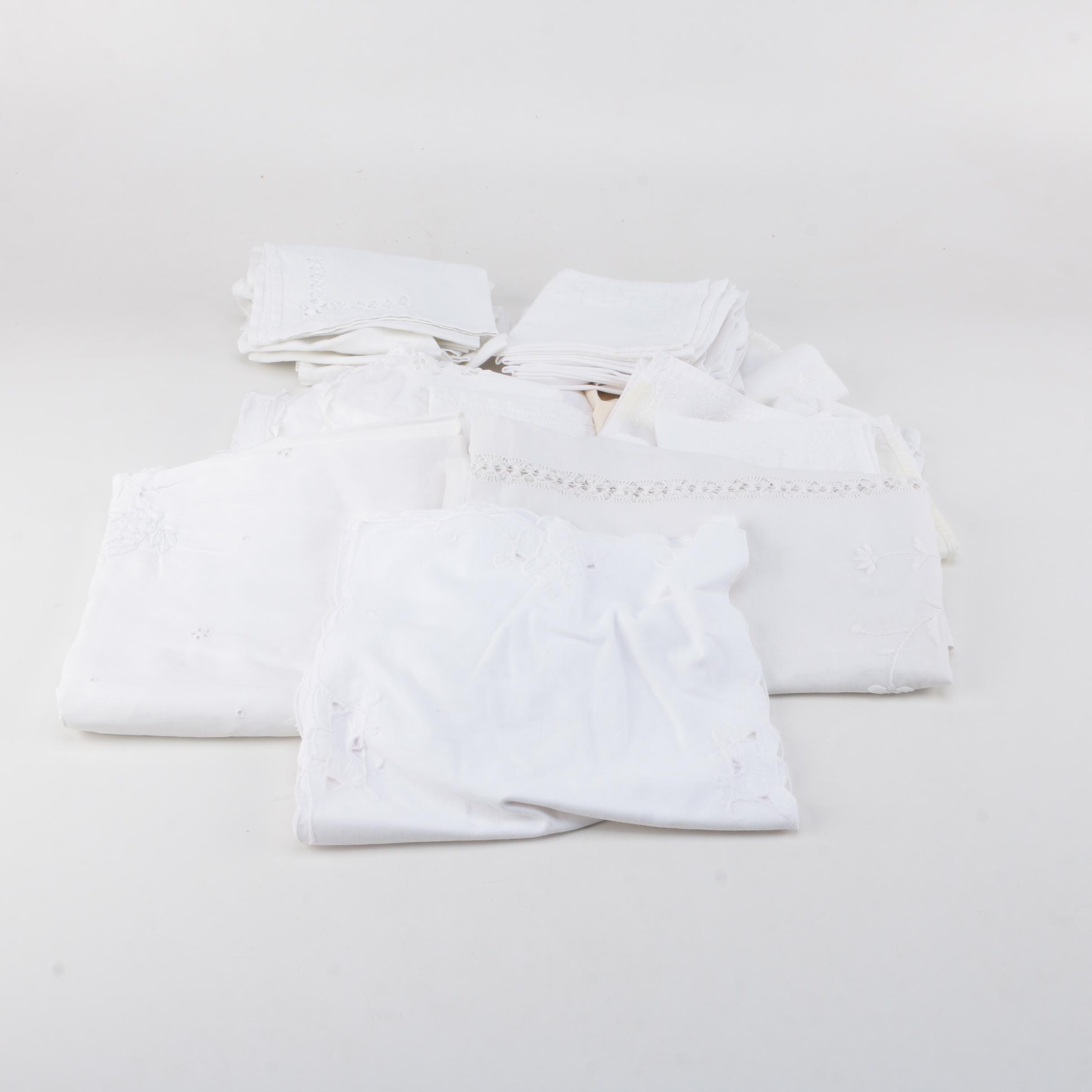 White Eyelet and Embroidered Linens