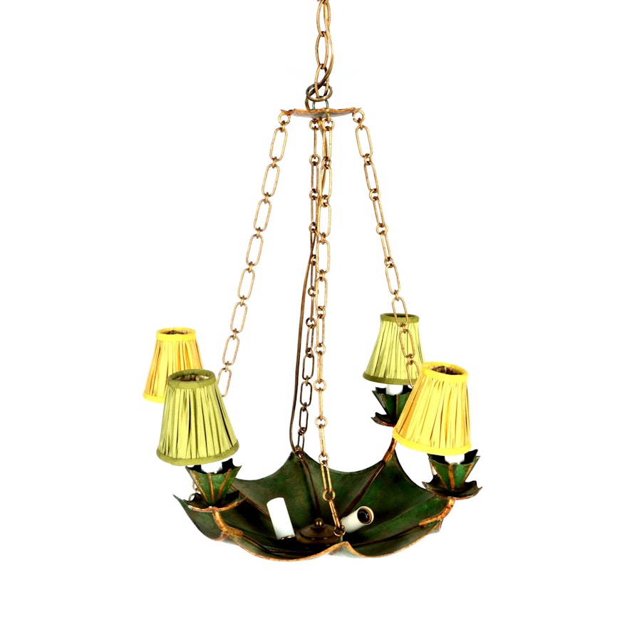 Painted Metal and Brass Chandelier