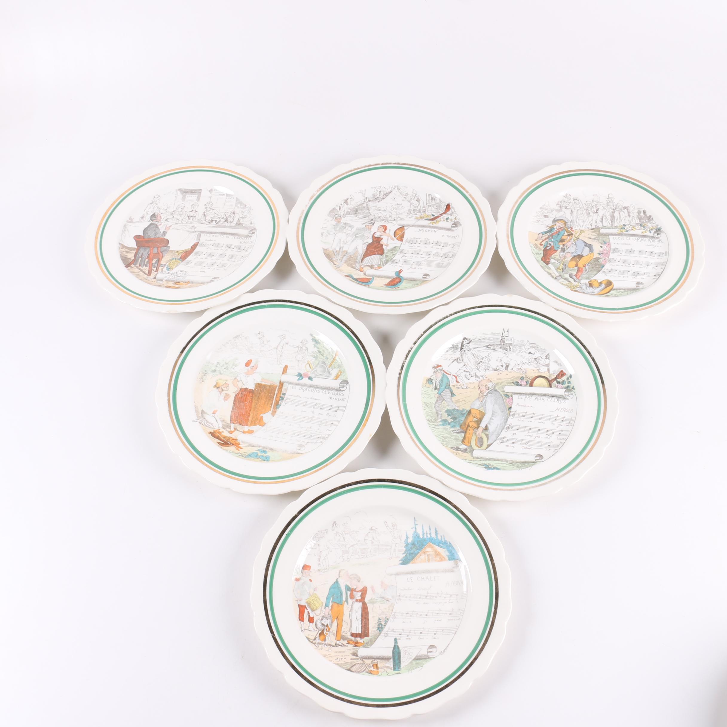 Vintage PV Parry Vielle French "Opera" Dinner Plates 1920s