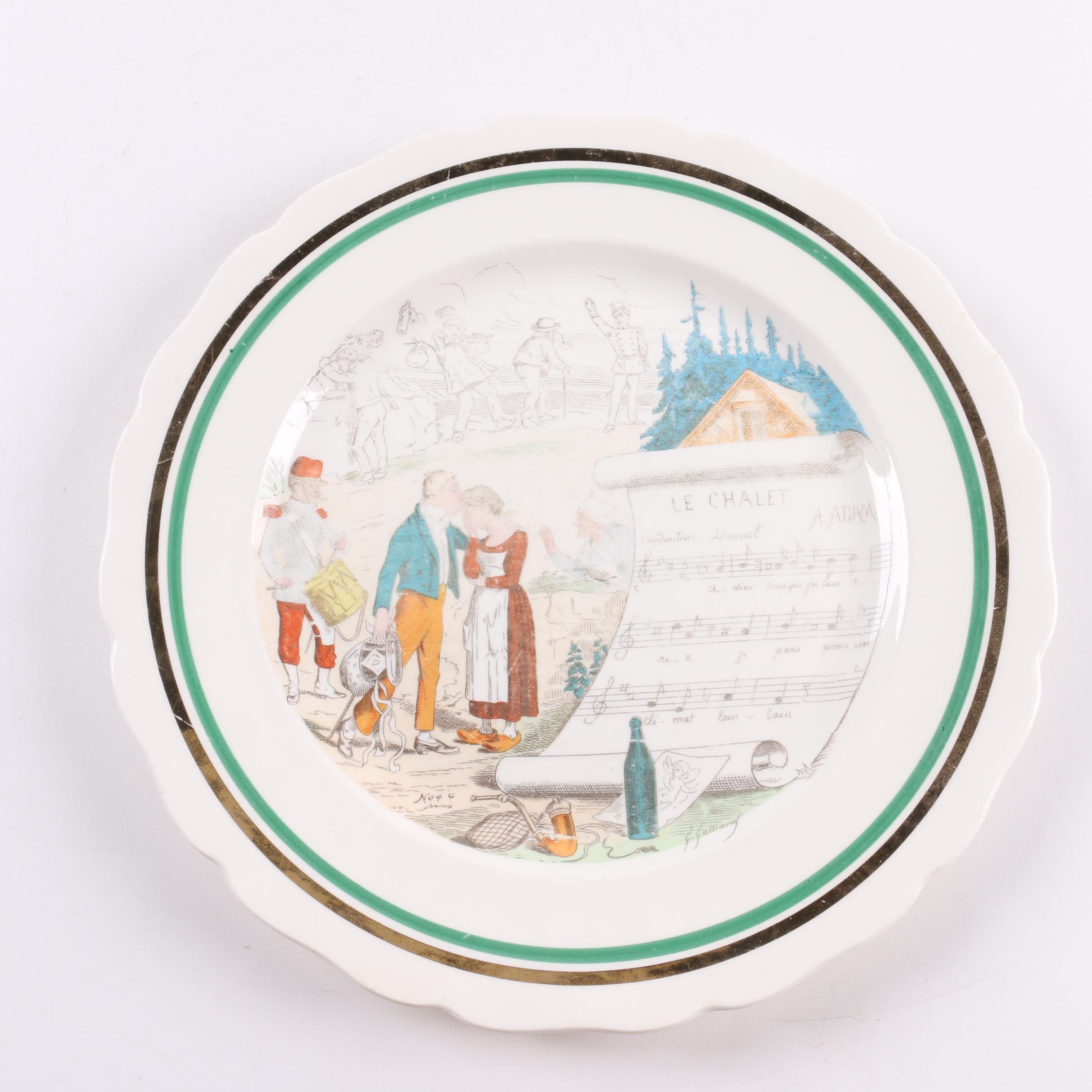 Vintage PV Parry Vielle French "Opera" Dinner Plates 1920s